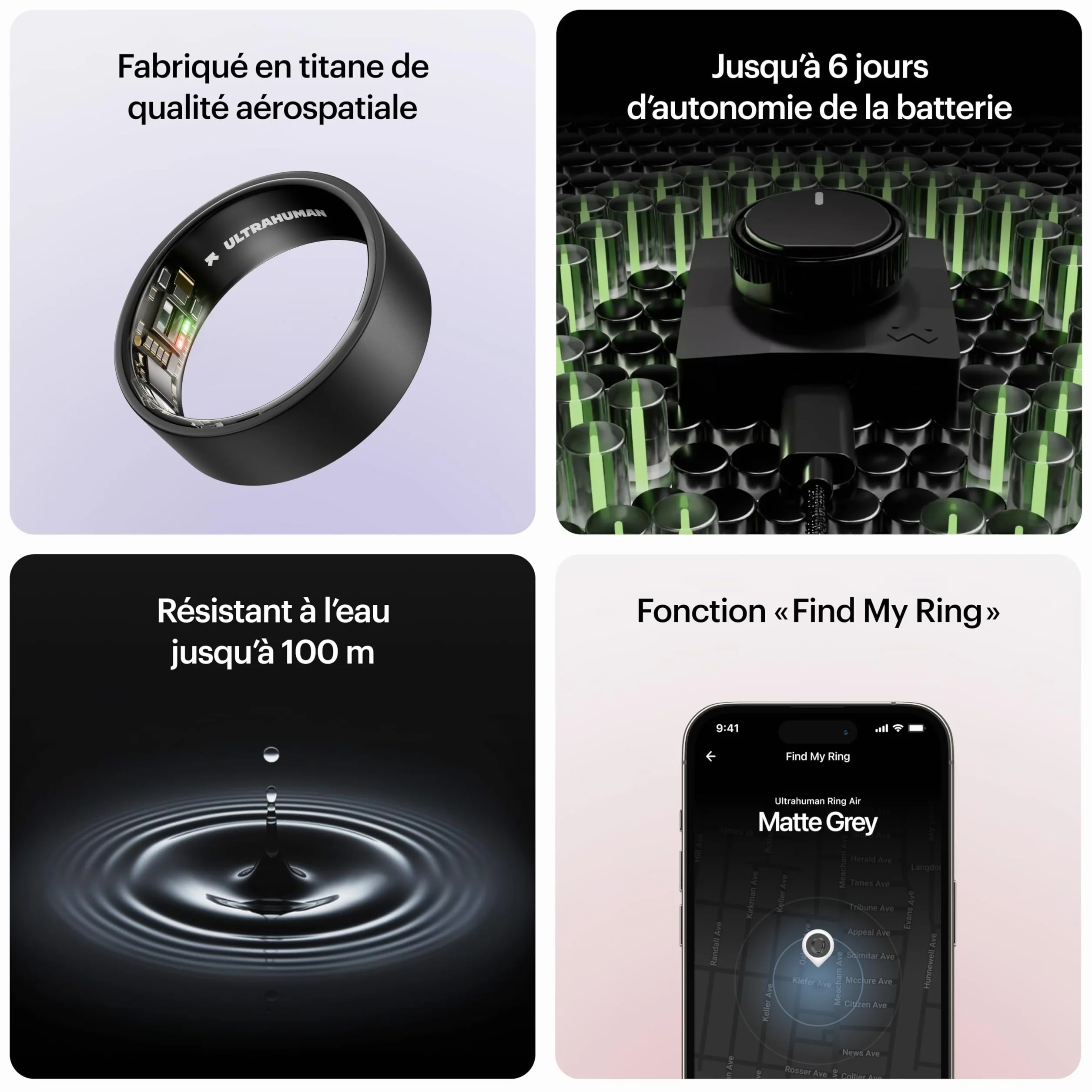 ULTRAHUMAN Ring AIR – Bague connectée suivi santé, kit mesure taille, suivi sommeil, bague intelligente