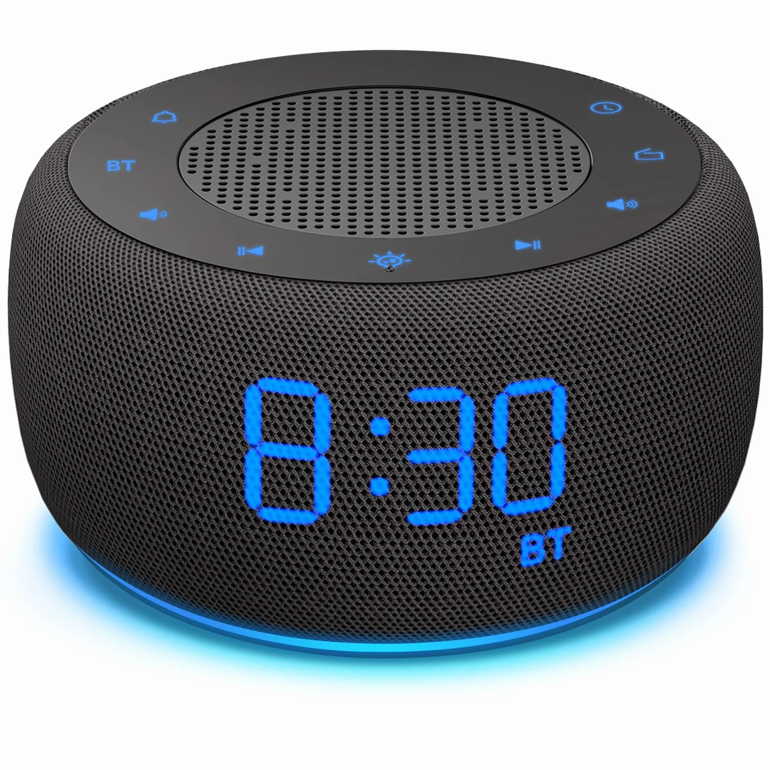 DOUMOSH Réveil Radio avec Bluetooth, réveil numérique avec variateur d'intensité 0-100%, veilleuse colorée, réveil avec Haut-Parleur Bluetooth pour la Chambre à Coucher - Gris Espace