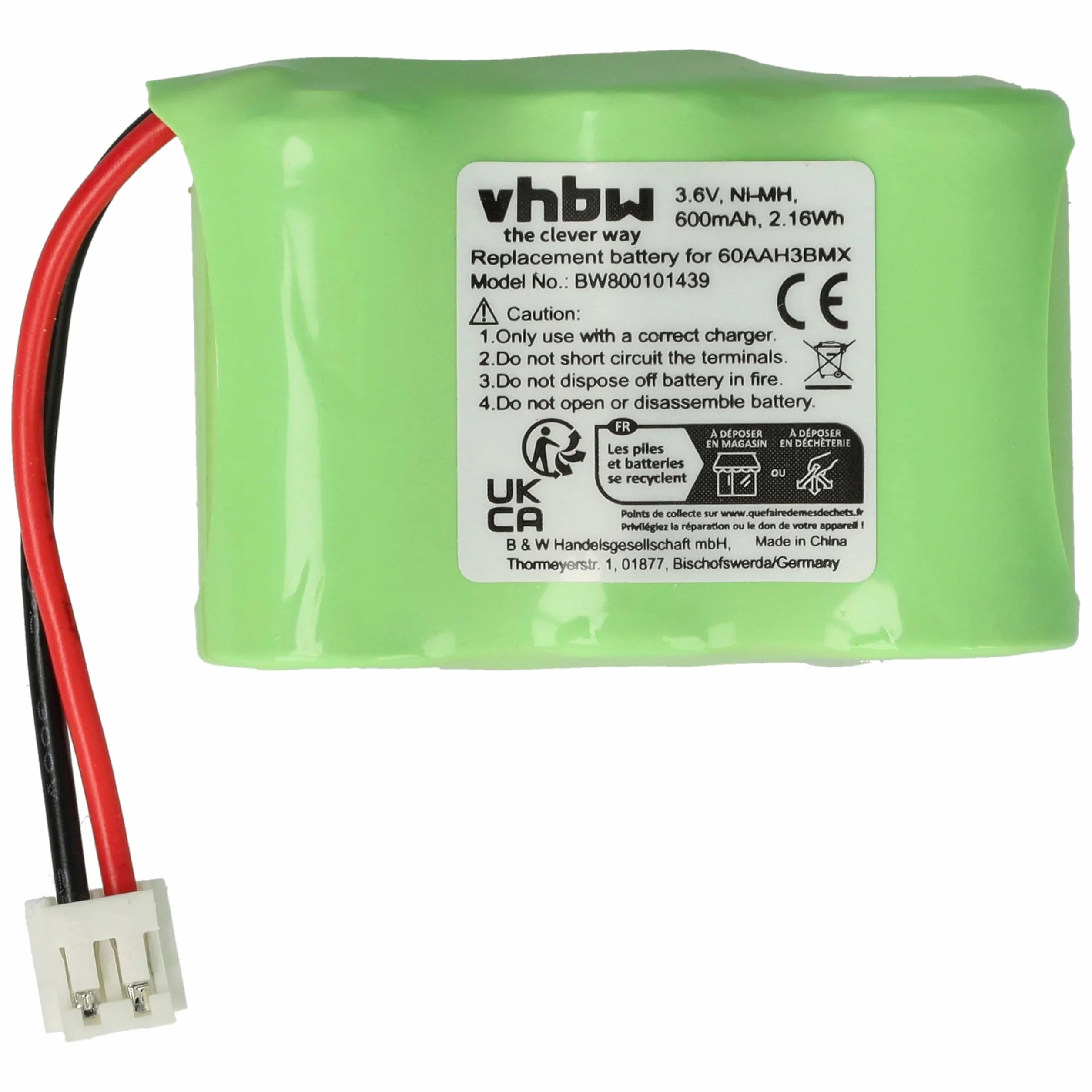 vhbw 1x Batterie Compatible avec Ascom Adesso téléphone Fixe sans Fil (600mAh, 3,6V, NiMH) - Remplacement pour 60AAH3BMX, HSC22, V30145-K1310-X147, C39453-Z5-C193
