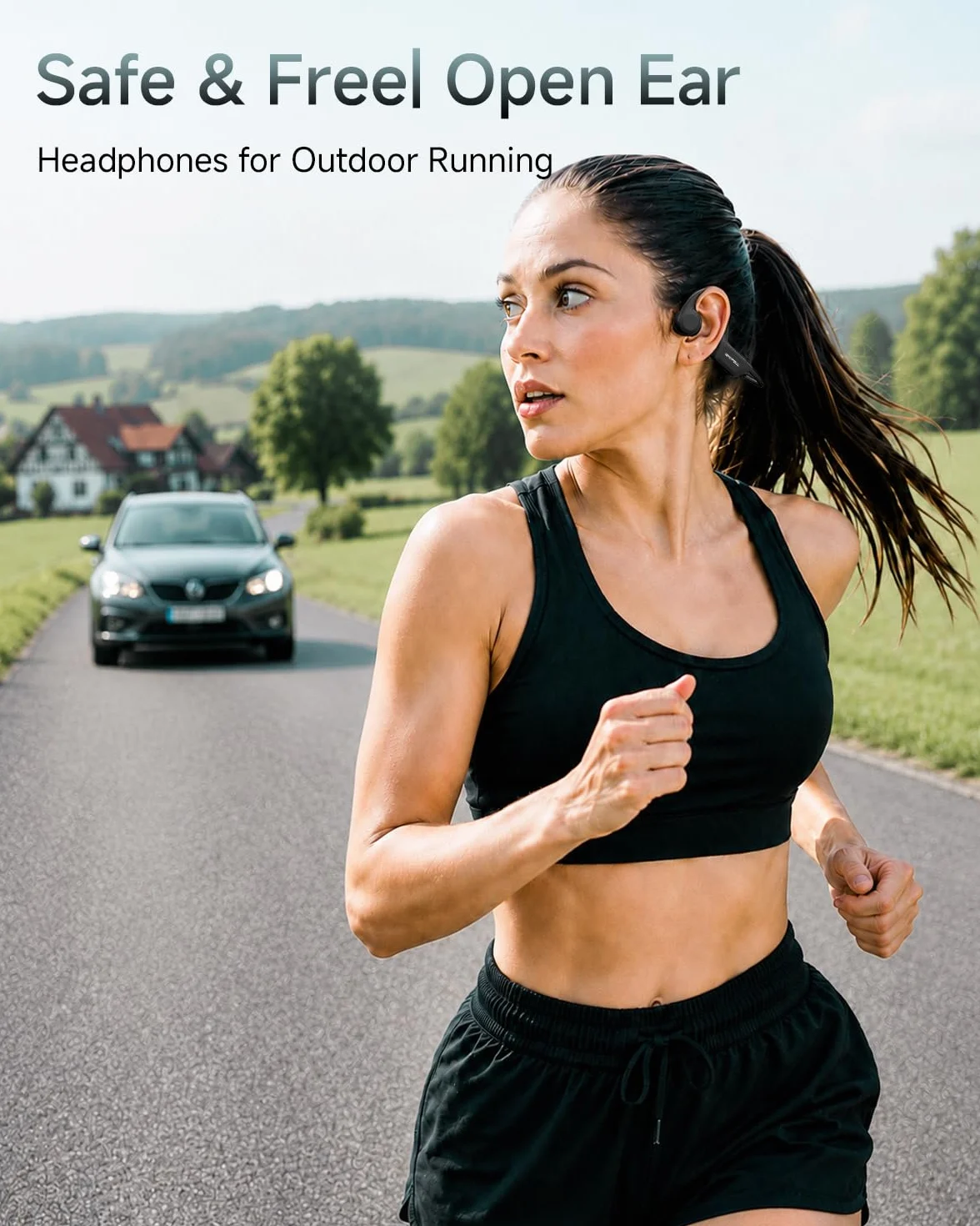 Casque Conduction Osseuse Bluetooth 6.0, Écouteurs Sport Oreilles Libres avec Micro, Étanchéité IPX5, 8H d'Autonomie, Ultra-Léger 28g, Idéal pour Course à Pied, Cyclisme, Fitness