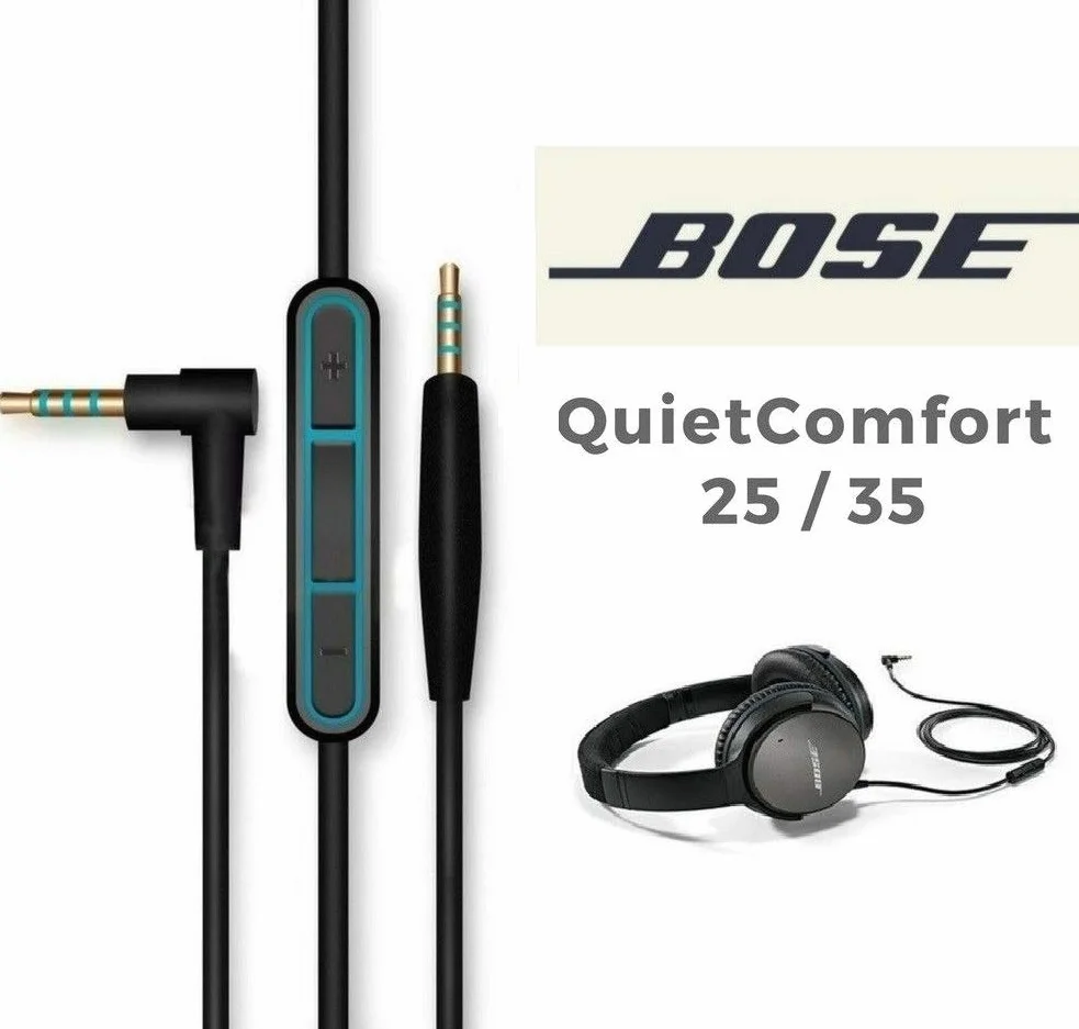 Câble audio de rechange Bose QuietComfort QC25 QC35 avec atténuation du bruit, microphone et contrôle du volume