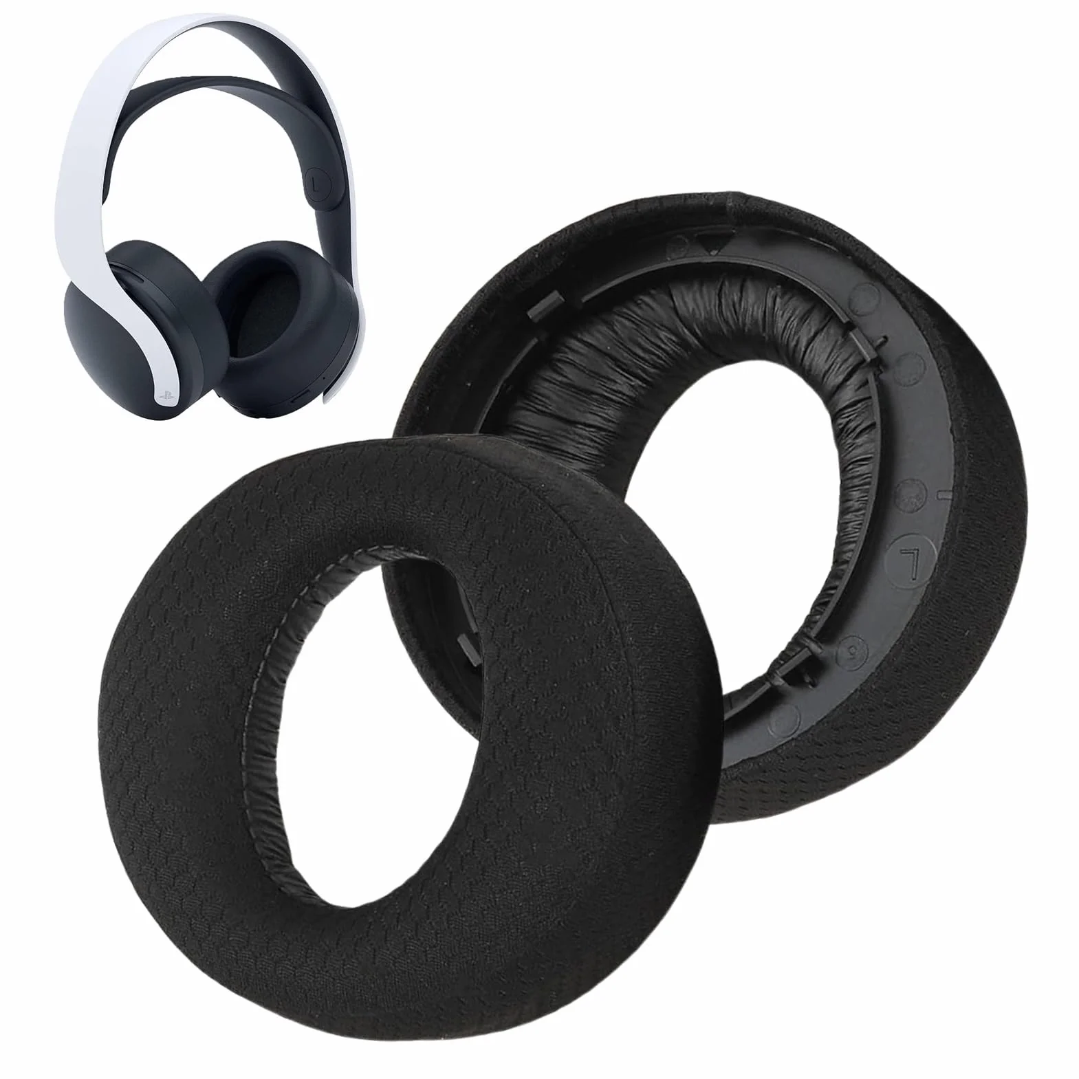 Coussinets Casque d'oreille de Remplacement pour PlayStation 5 Pulse PS5 3D avec Tissu Respirant et Mousse Anti-Bruit