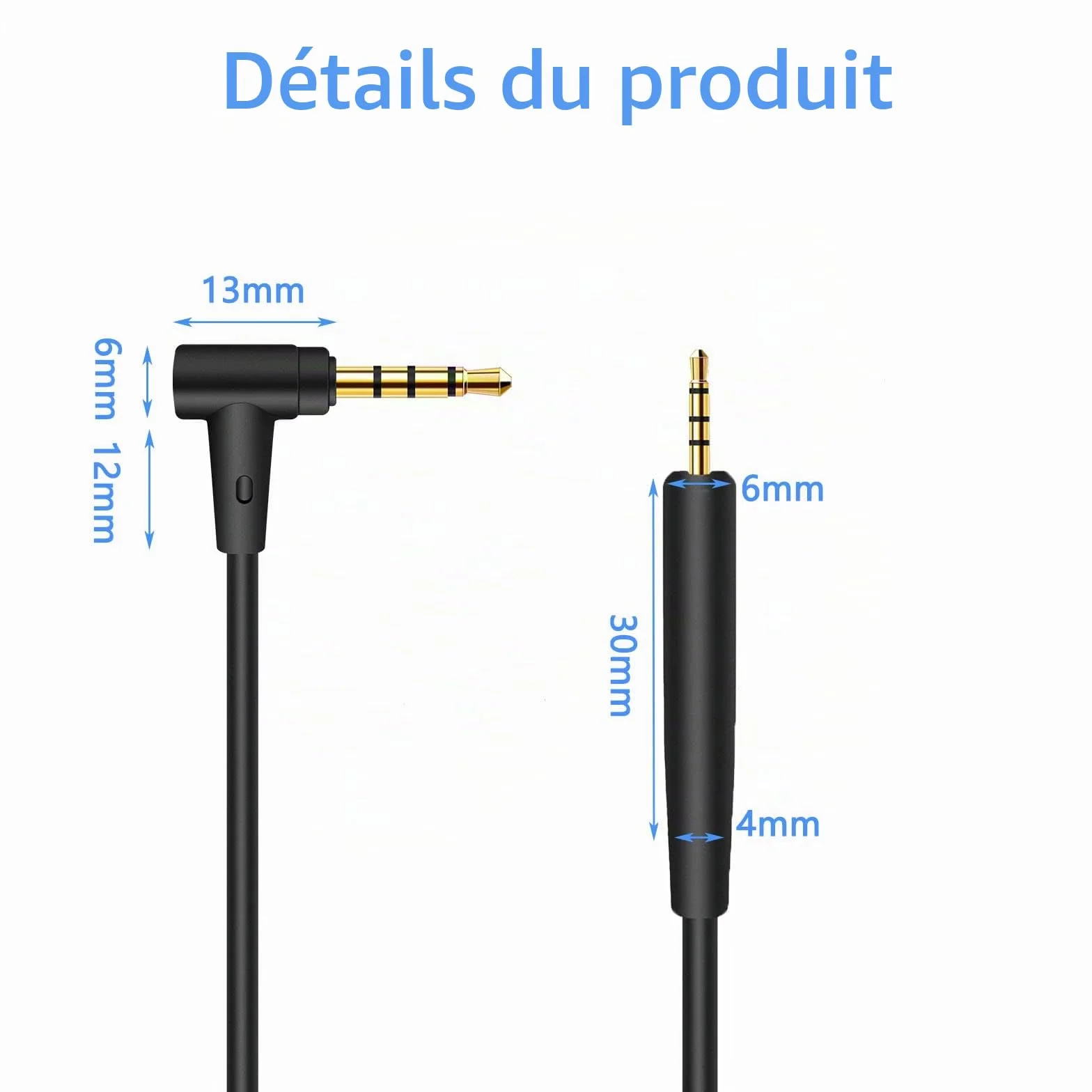 BINGLE Câble audio de rechange 3.5mm à 2.5mm avec Micro/Télécommande 1.2m pour Casque Bose 700, QuietComfort 25, 35II, OE2, OE2i, On-Ear 2 Noir