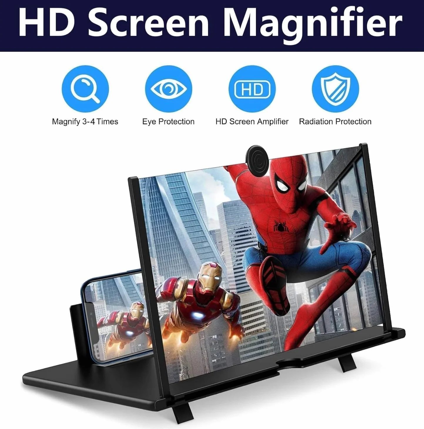 Loupe ecran Telephone, 3D HD Agrandisseur ecran Telephone, 20 Zoll Pliable Loupe Telephone Portable, pour Regarder des Vidéos sur Tous Les Smartphones