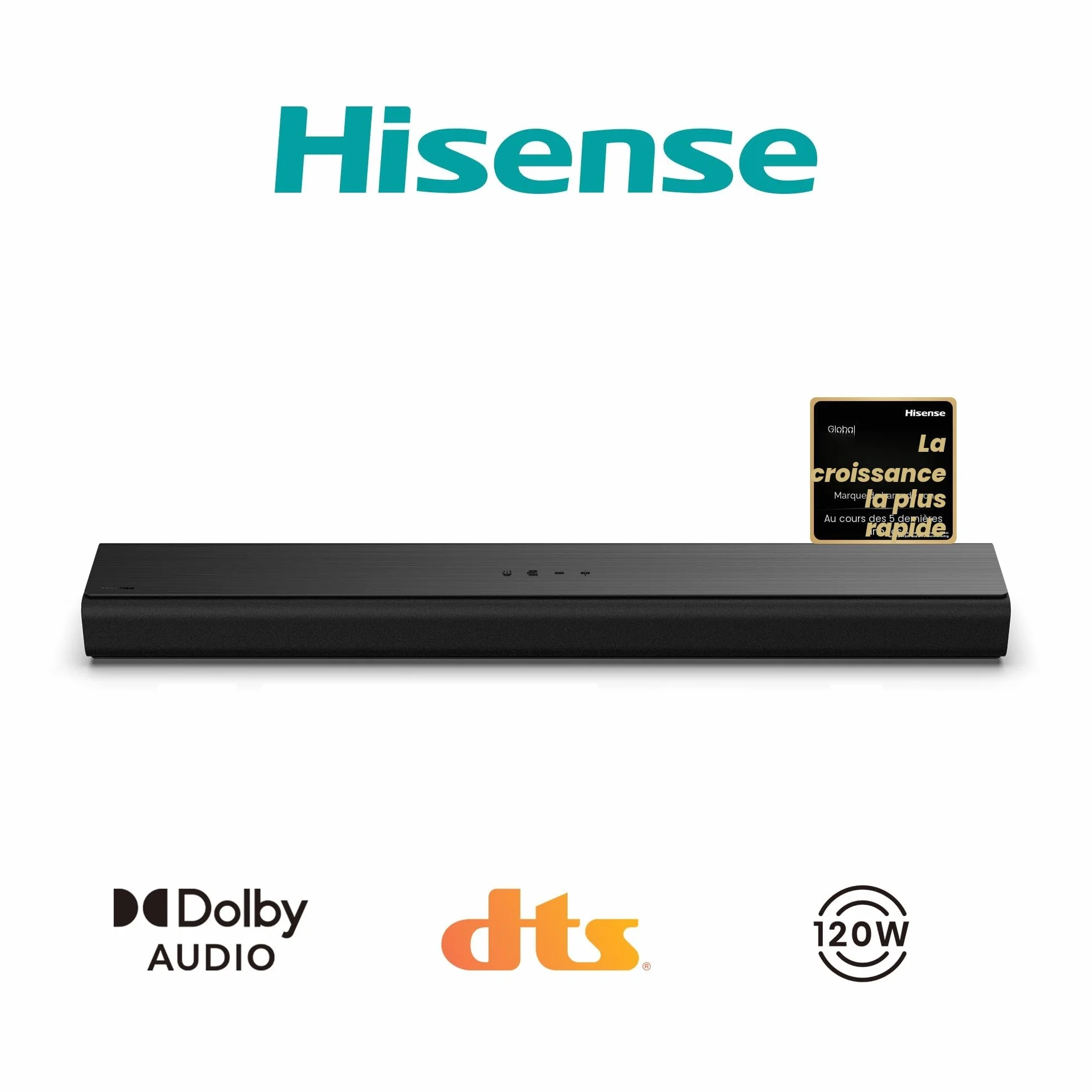 Hisense HS1000 Barre de Son 2.0 CH 120W Dolby Audio DTS Virtual:X Bluetooth 5.3 HDMI Arc Noir