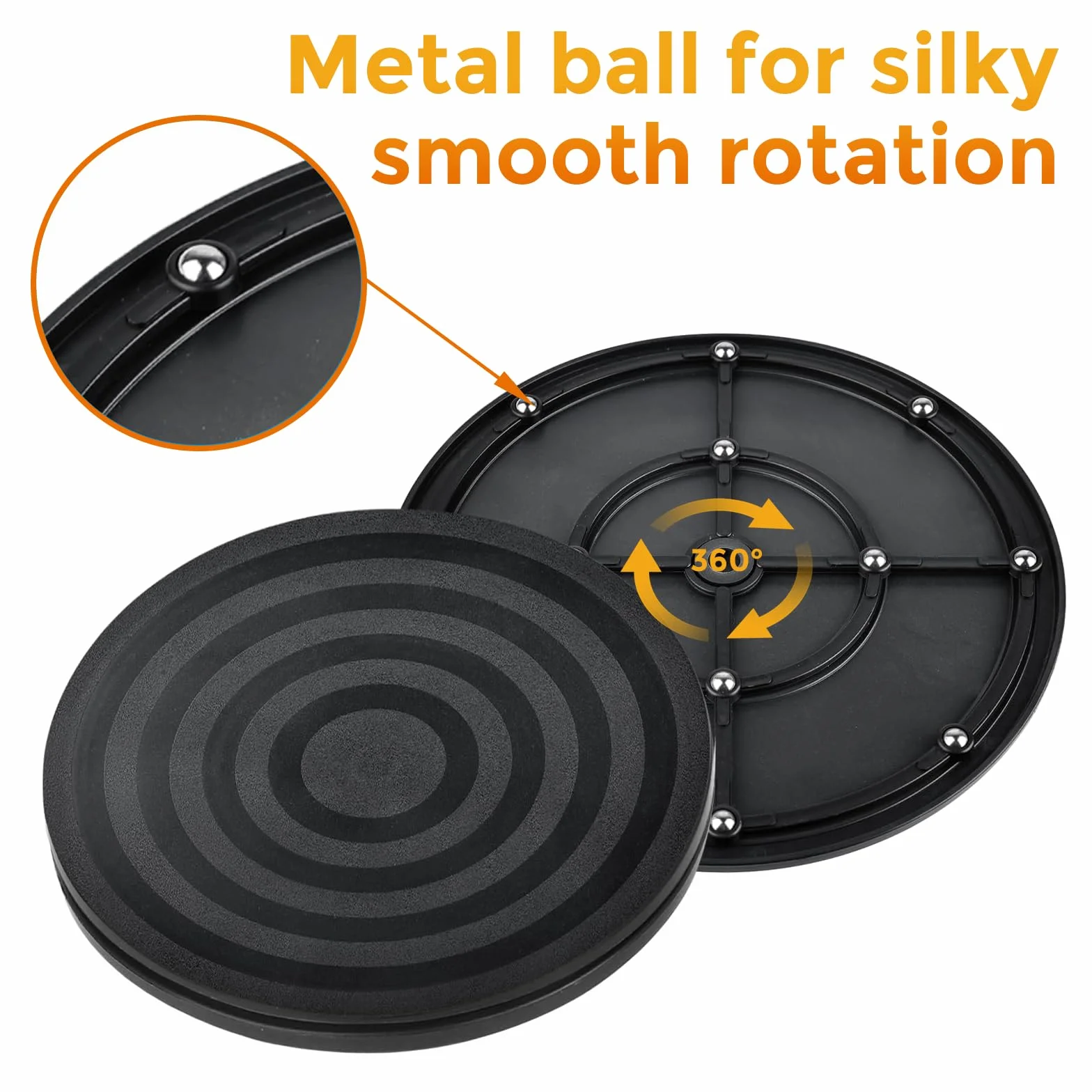 2 Pcs Tourne-Disque Rotatif à 360°Plateau Pivotant,TV Support Pivotant Plateau Universel Rond Plateau Tournant Manuel avec Roulement à Bille pour Ordinateurs Portables, moniteurs, Noir, 20cm