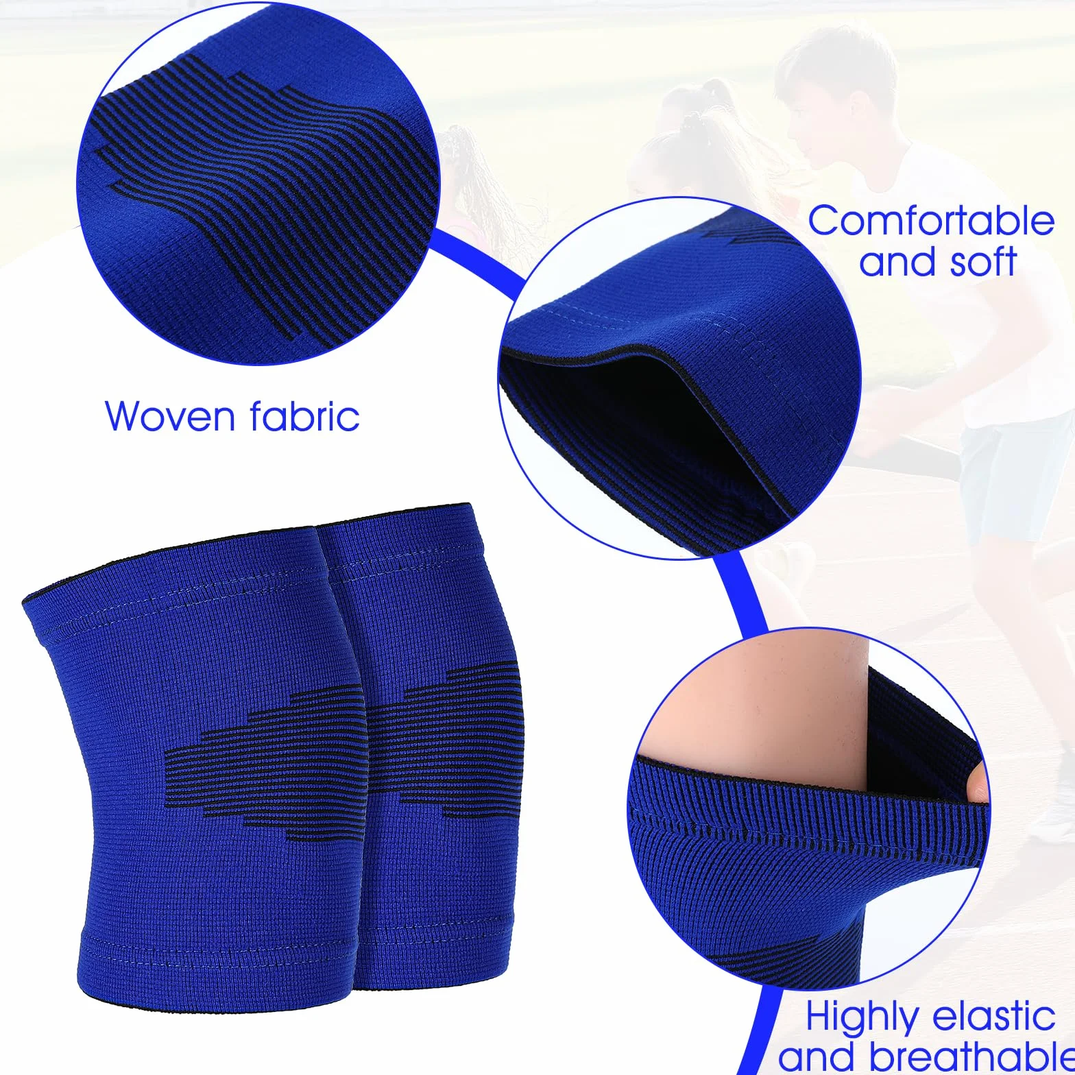 Genouillères pour enfants handball volleyball respirantes élastiques bleu Lot de 2 paires