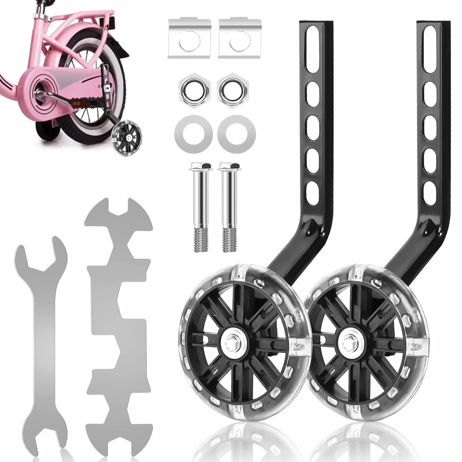 Stabilisateurs de vélo, Roulette Velo Universelle, Roues de Support Réglables 12-20 Pouces