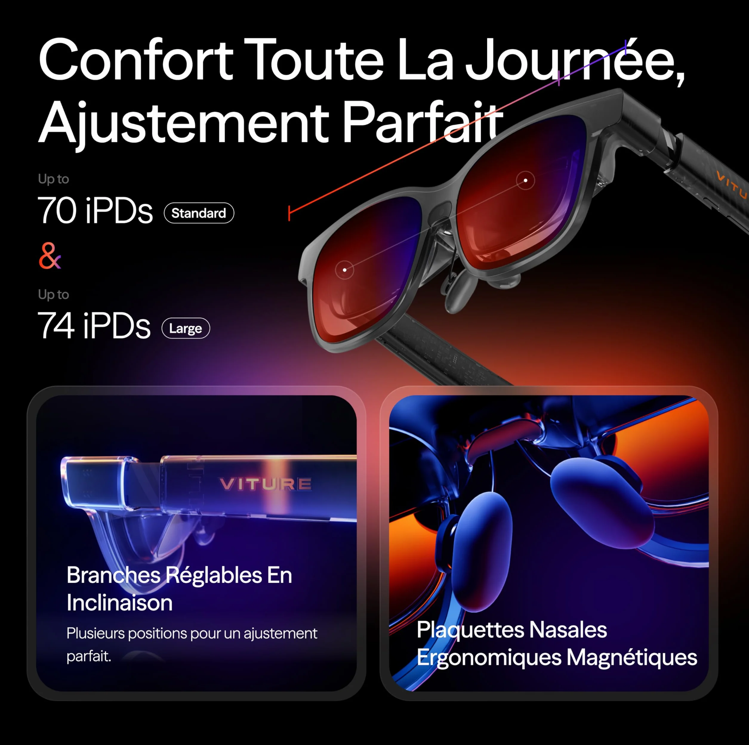 VITURE Lunettes XR Luma Pro — Écran Ultra Net de 152” en 1200p 120Hz, FOV 52°, Film Électrochrome, Harman Audio, Compatibles avec iPhone 17/16/15, Android, Mac, PC, Steam Deck, Switch 2 – Standard