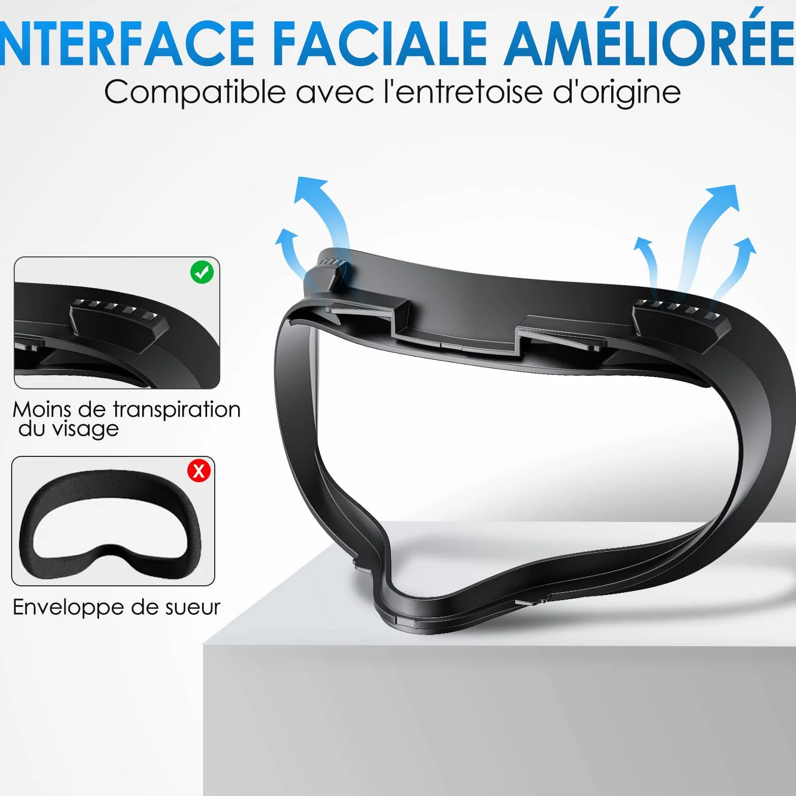 Interface Faciale pour Oculus Meta Quest 2 Accessoires Kit 7 en 1 avec Coussin de Protection