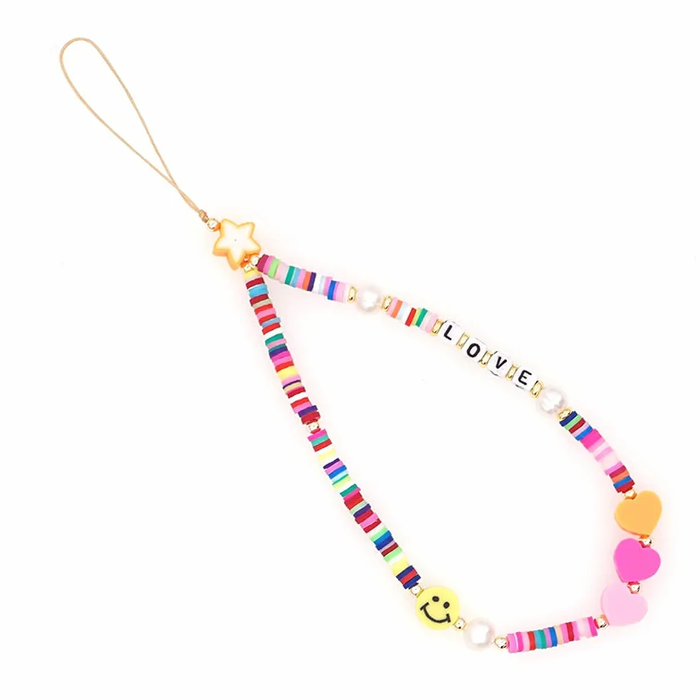 Uposao Pendentifs pour Téléphones Portables Chaîne Anti-Perte pour Téléphone Portable Bohême Bijou De Telephone Fleur Fruits en Charme Acrylique Chaîne De Téléphone pour Femmes
