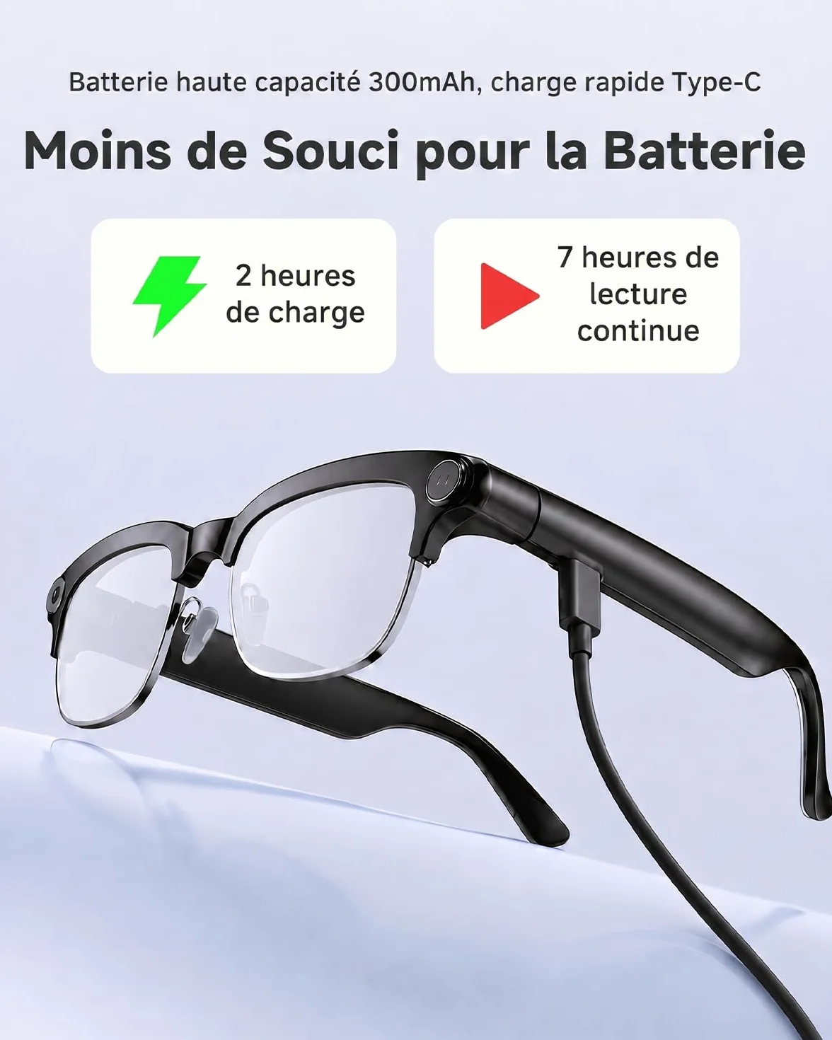 TOOBUR Lunettes connectées AI avec Appareil Photo 8MP, vidéo HD 1080P Anti-Flou, Traduction en Temps réel & Assistant Vocal, appels Bluetooth & Audio à Oreille Ouverte pour vlog, Voyage & réunions