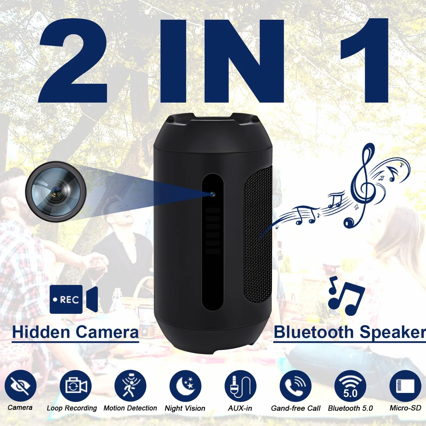 OTADUG Caméra Espion 1080P Enregistrement Vidéo Audio Détection Mouvement Vision Nocturne 16 GB