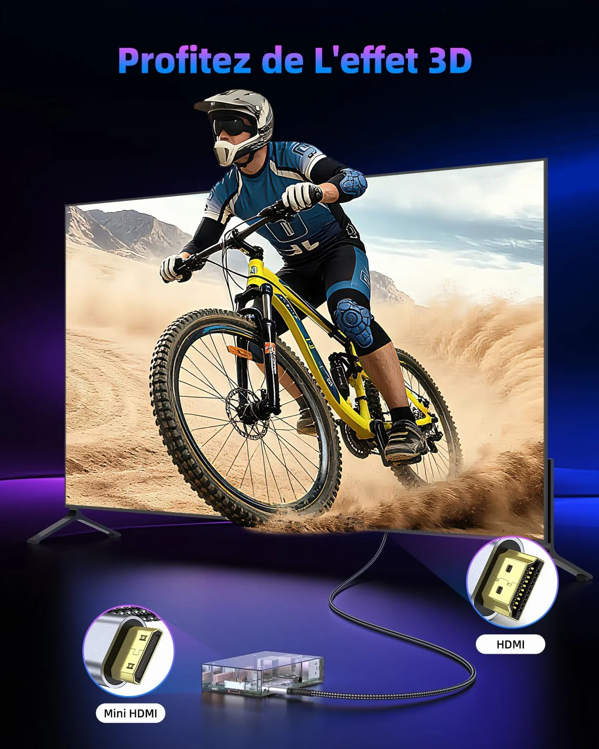 Câble Mini HDMI vers HDMI 2m, 4K@60Hz 2K@120Hz 18Gbps HDMI vers Mini HDMI avec HDR UHD Arc HDCP Compatible avec Caméra, Raspberry Pi Zero, Projecteur, Moniteur, Laptop, HDTV