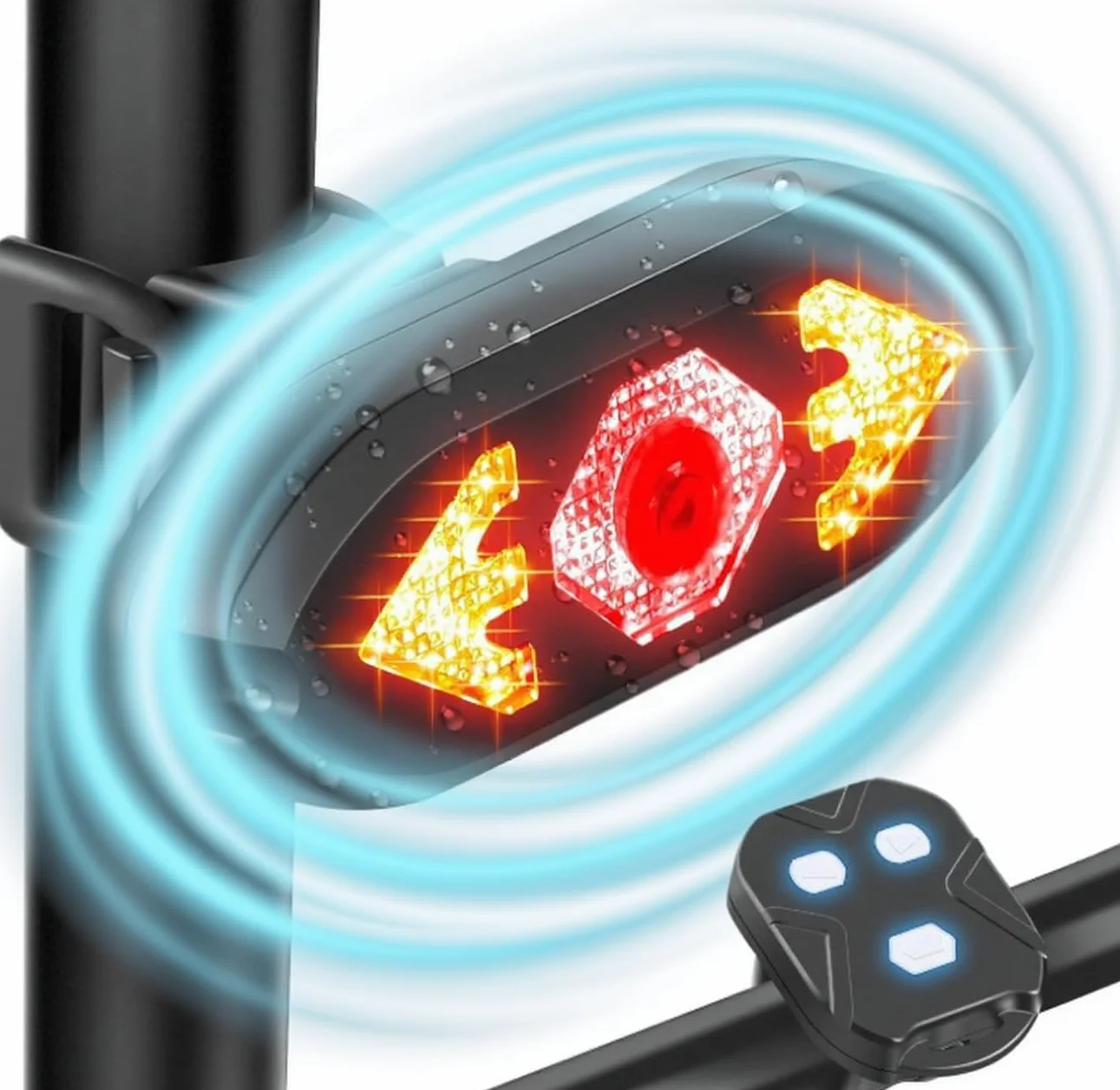 Clignotant Vélo Rechargeable USB avec Klaxon 120 DB Étanche Feu Arrière avec Télécommande Ultra Lumineux pour Nuit