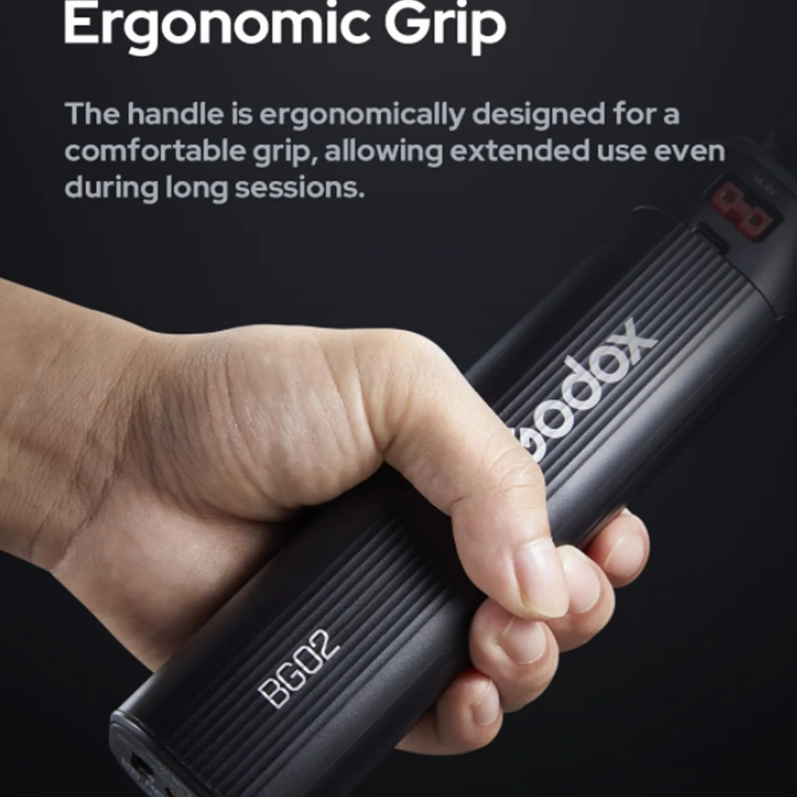 GODOX BG02 Poignée d'alimentation,Batterie Lithium 14.4V 6600mAh, avec D-Tap et Câble USB-C pour AD200 AD200Pro AD200ProII AD300 Pro Flash,pour ML100BI ML100R FH50Bi FH50R Lampe Vidéo LED