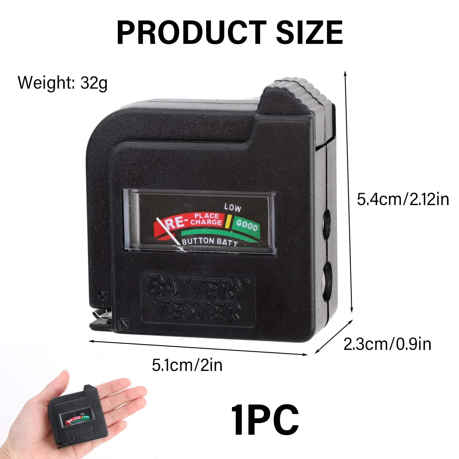 Testeur de Piles Numérique Universel BT860 Compatible AA AAA C D 9V Boutons