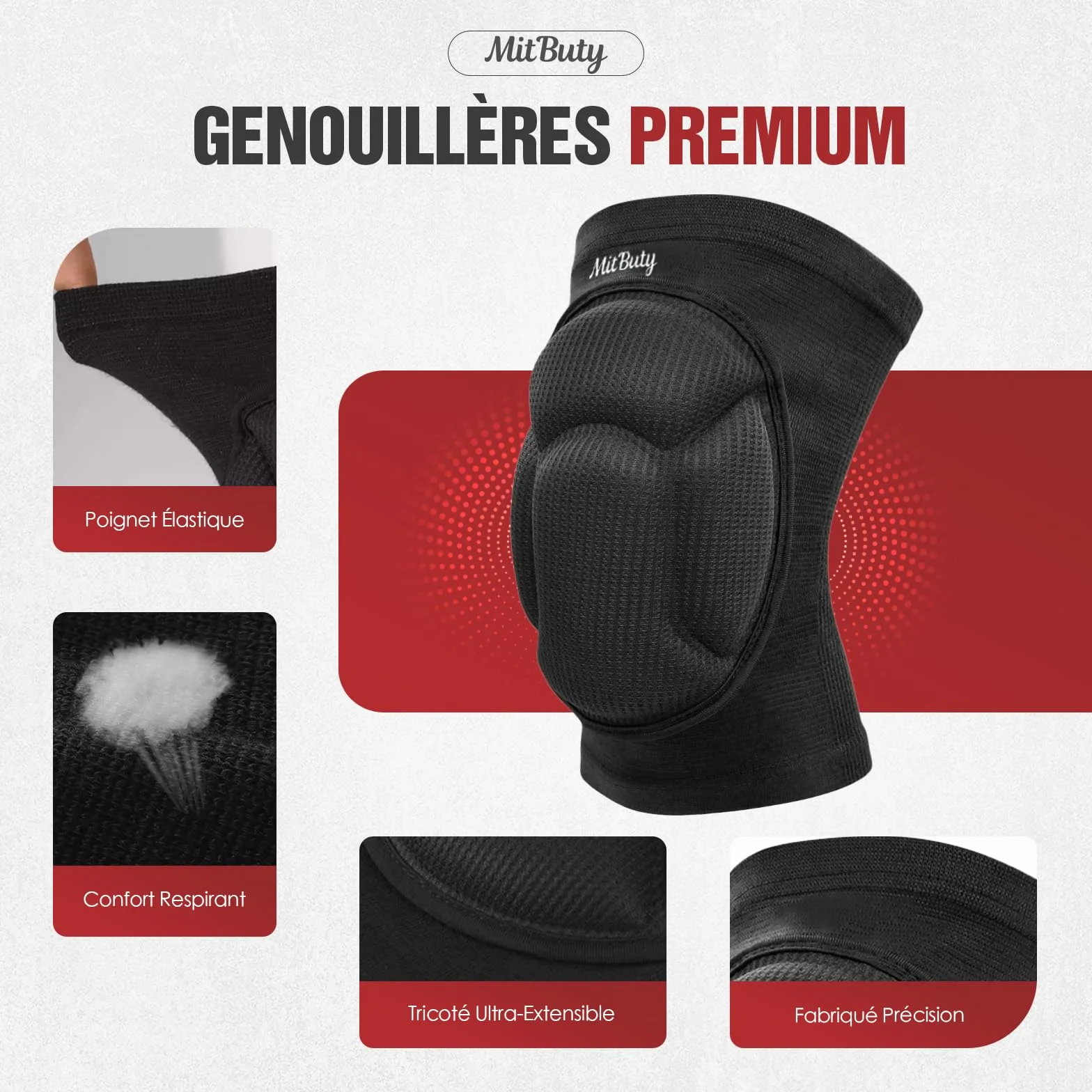 Genouillères de Protection Mousse Épaisse pour Sport et Travail – 1 Paire