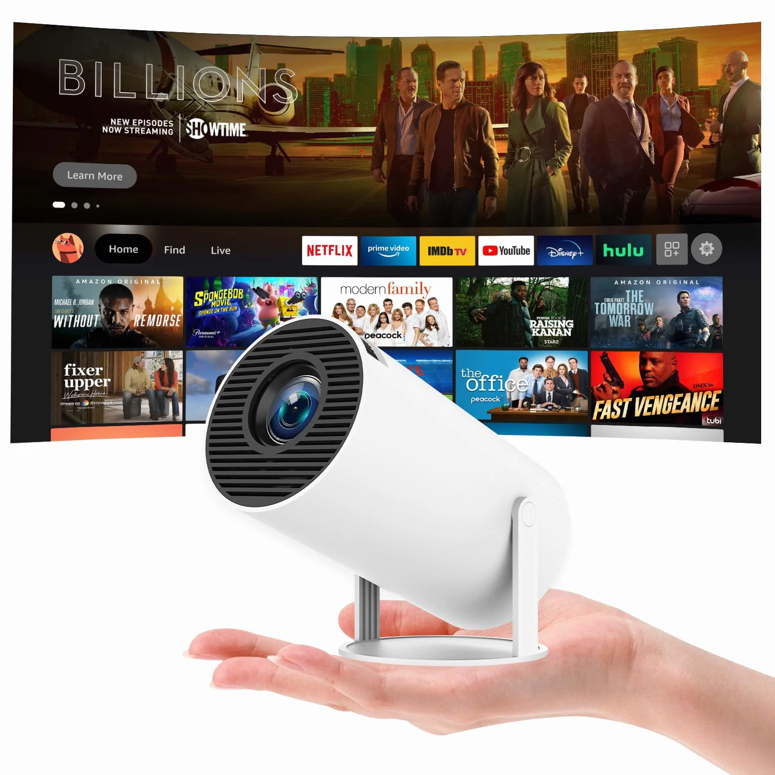 Mini Projecteur 4K Videoprojecteur Portable Projecteur Video WiFi 6 Android 11 Retroprojecteur 1080P Full HD Supporté pour TÉLÉPhone PC Lap HDMI Home Cinéma 180° Rotation (HY300PRO)