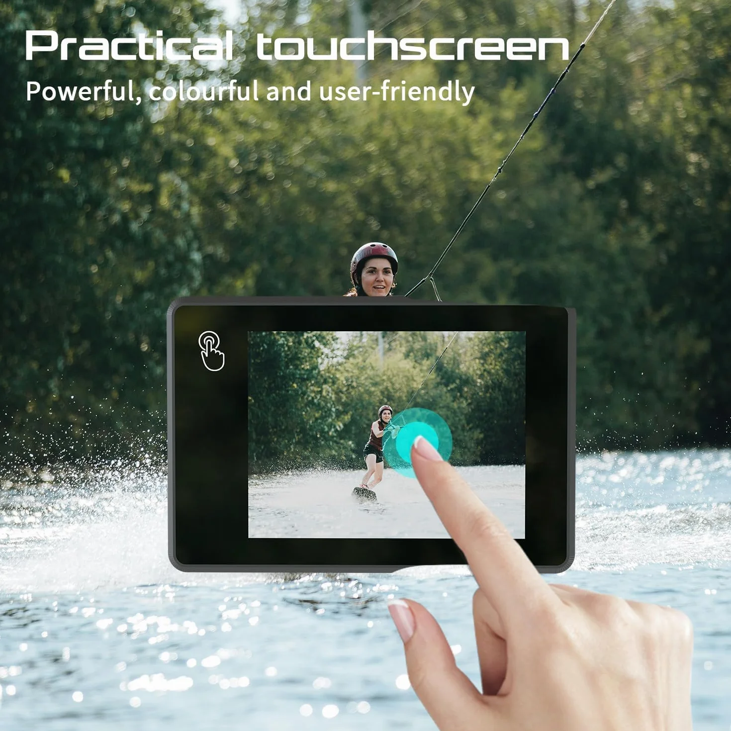 Apexcam Action Cam 4K 60FPS 64MP Écran Tactile Stabilisation EIS Étanche 40M WiFi Télécommande 2 Batteries 1350mAh