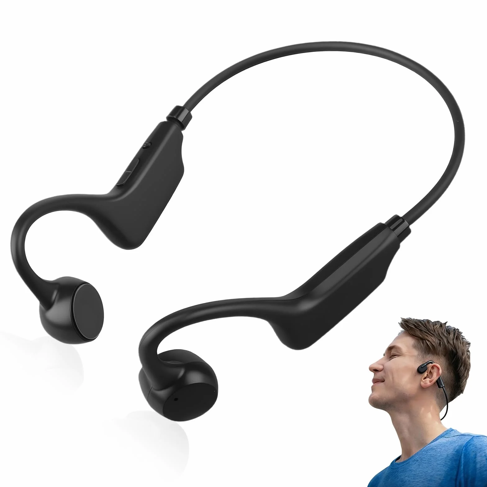 Casque Conduction Osseuse Ecouteurs Bluetooth sans Fil V5.3 HiFi Stéréo Sport avec HD Micro Casque de Sport étanche IPX8 pour Course à Pied Natation Cyclisme Fitness Bureau