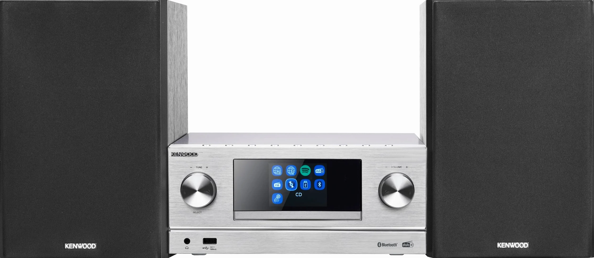 Kenwood M-9000S-S Micro système Hi-FI avec CD, Dab +, Radio Internet, Spotify, FM, Bluetooth, USB et Grand écran Couleur TFT