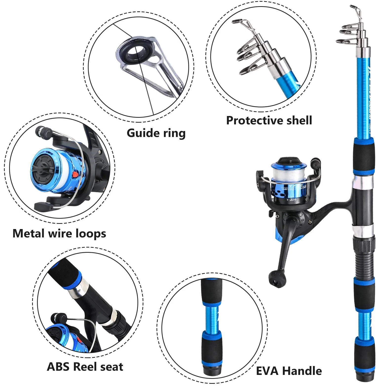 Kit de Pêche Enfant 1,8 M Télescopique avec Moulinet et Leurres