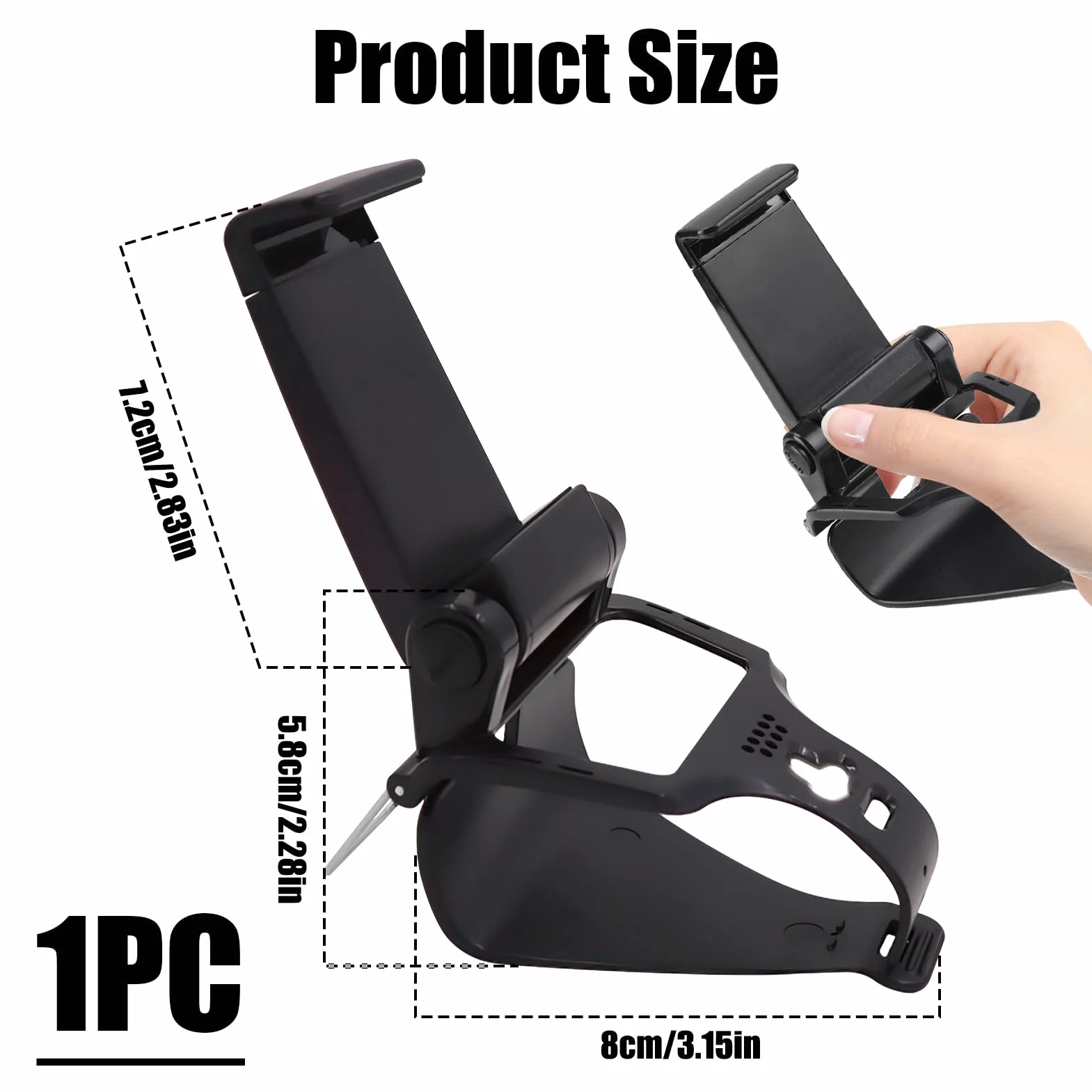 Support Téléphone Portable Manette Pliable, Support Clip pour PlayStation 5 DualSense Controller, Clip Pliable Angle Vue Ajustable, Compatible avec Smartphones- Noir(Manette Non Incluse)
