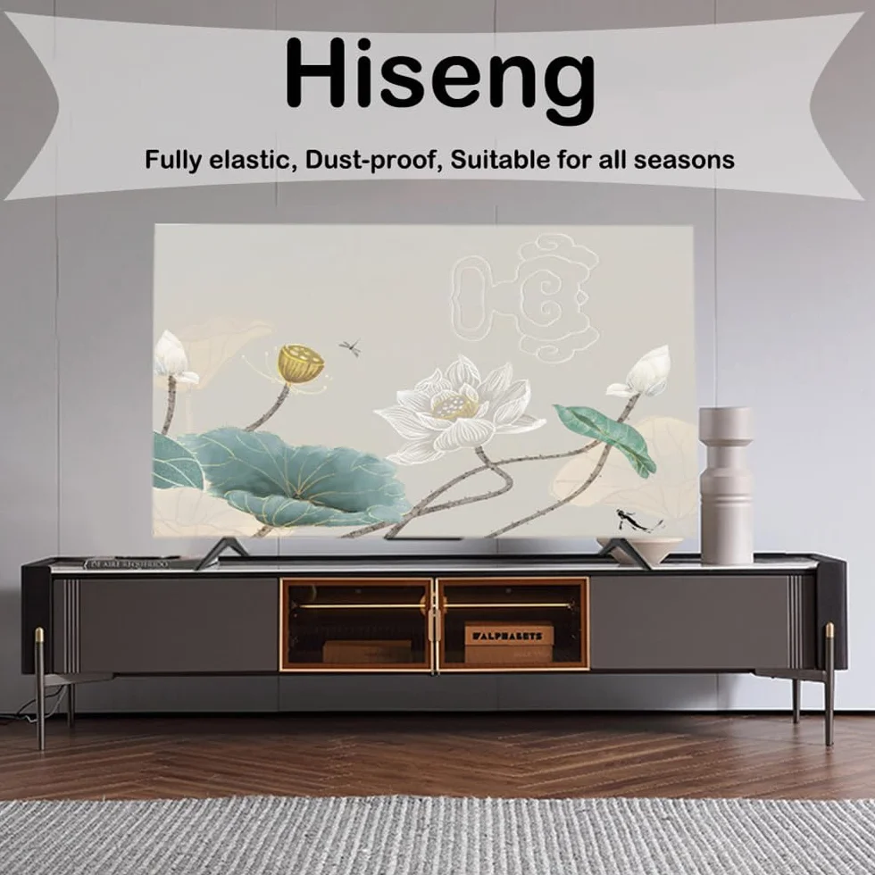 Hiseng Couverture TV Anti-poussière, Housse de Protection de L'écran de Télévision, Chambre À Coucher Intérieure Décoration du Salon Couverture de Poussière (24",Nuage)