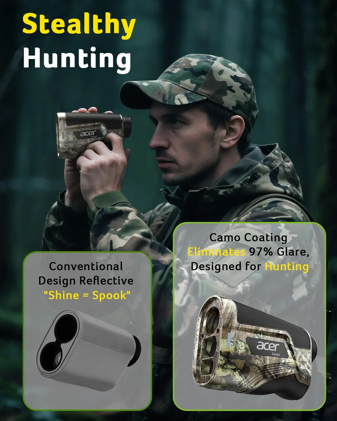 Acer Télémètre de chasse 800 m 6x grossissement étanche batterie rechargeable