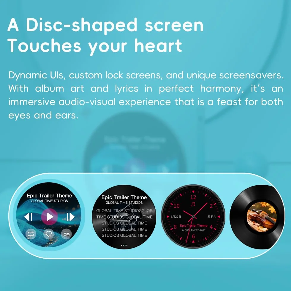 FIIO DISC Lecteur de musique HiFi portable, double DAC numérique avec sorties 3,5 mm et 4,4 mm, Bluetooth 5.4 LDAC, écran tactile (bleu)
