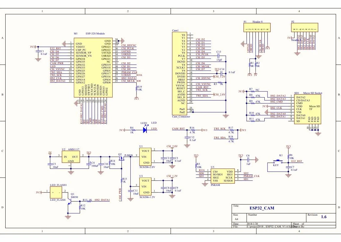 Lot de 3 modules de caméra ESP32-CAM WiFi Bluetooth Carte de développement ESP32 sans fil OV2640 avec fil de raccordement