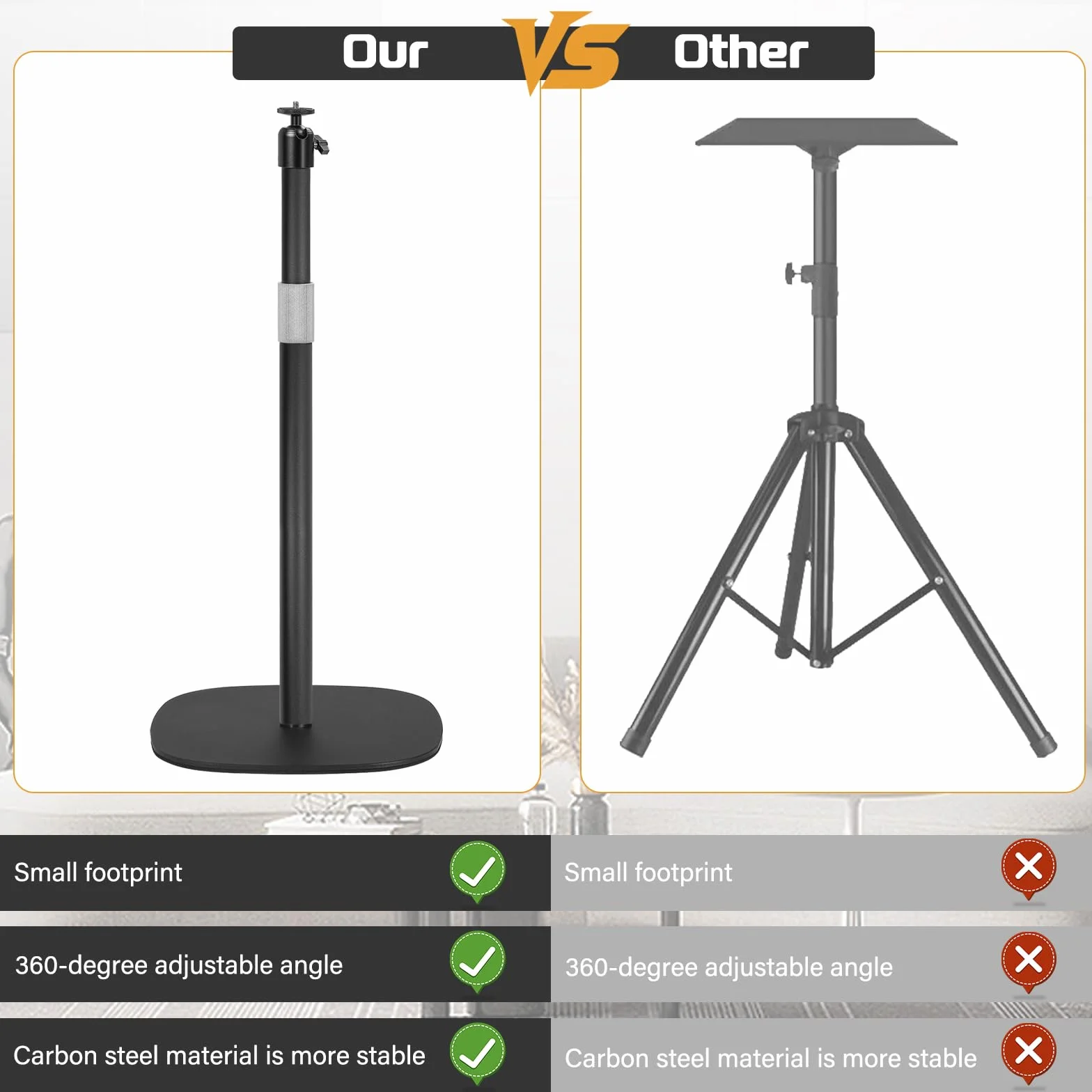 AKOZLIN Support projecteur sol réglable hauteur 19"-49,21" rotation 360° universel plafond charge 6 kg compatible caméra webcam