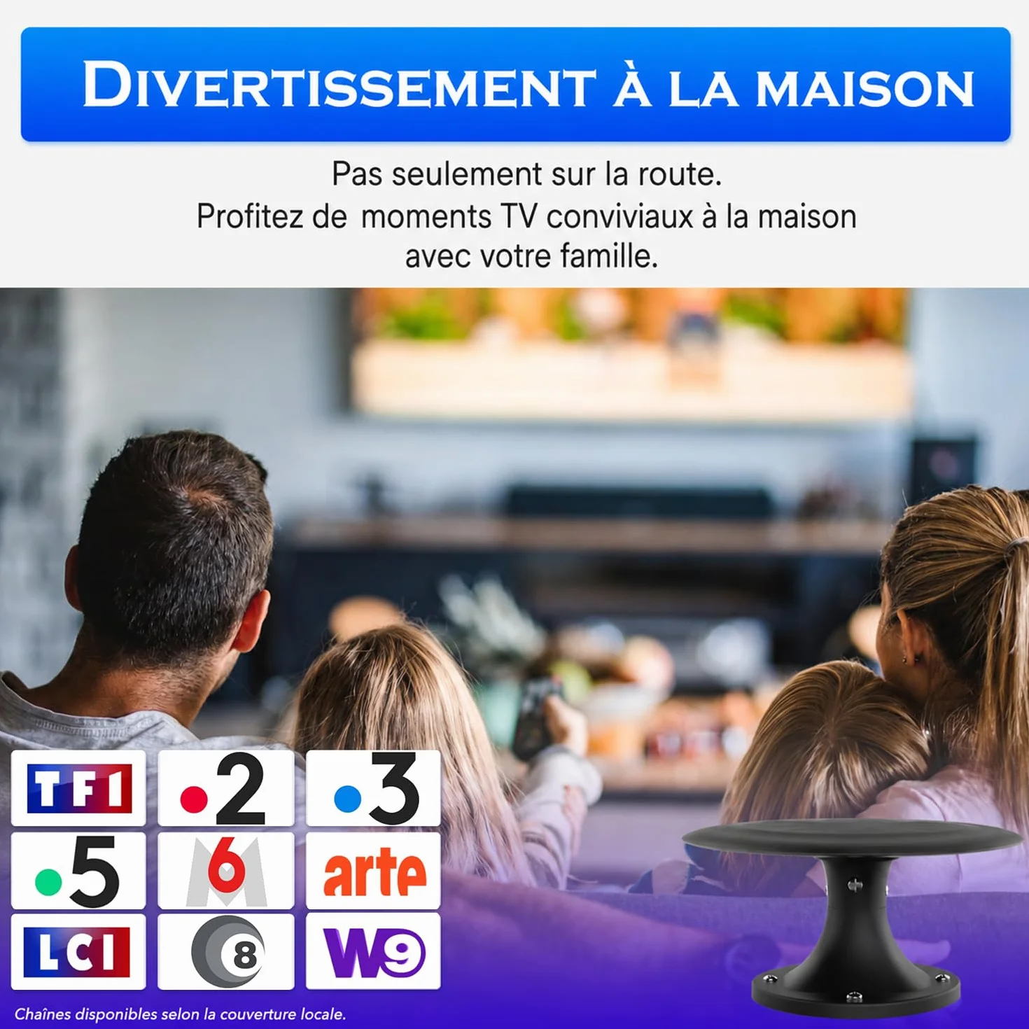 Antenne TV Camping-Car Amplifiée – Réception Longue Portée 360°, TNT HD 4K DVB-T/T2, Antenne TV Extérieure pour Camping-Car et Caravane, Résistante aux Intempéries
