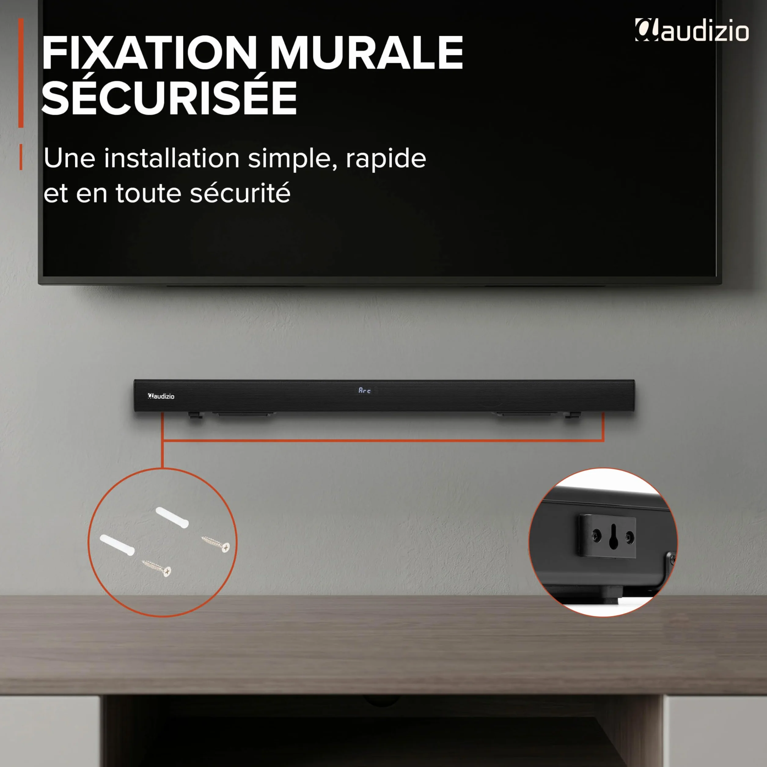 Audizio SB95 Soundbar TV Bluetooth 5.3 HDMI Arc 120W 88 cm Optique Coaxial USB AUX 2 Mini Subwoofers Intégrés