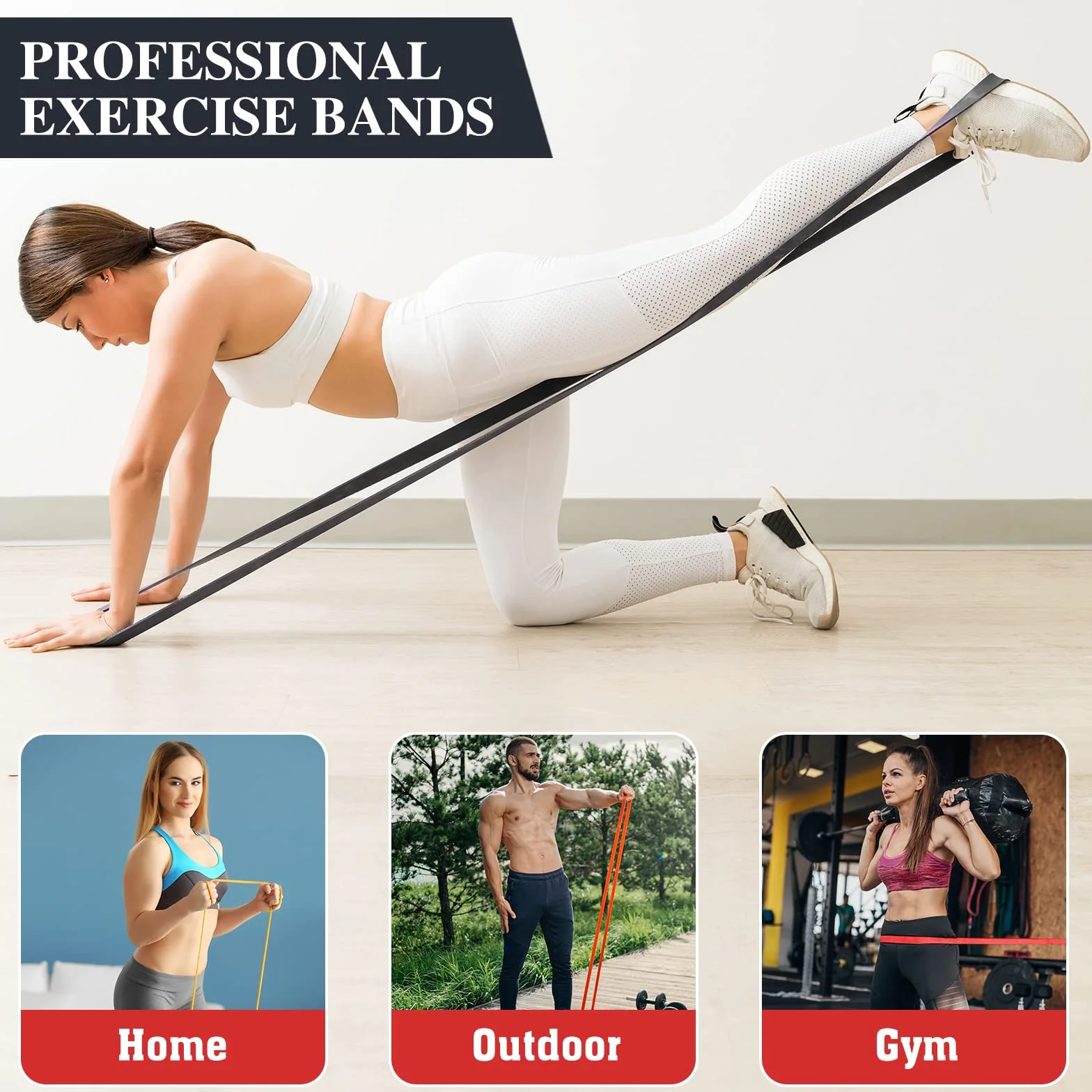 Bande Elastique Musculation, 3 Tailles Élastique Sport Bandes Fitness, Resistance Traction Powerlifting