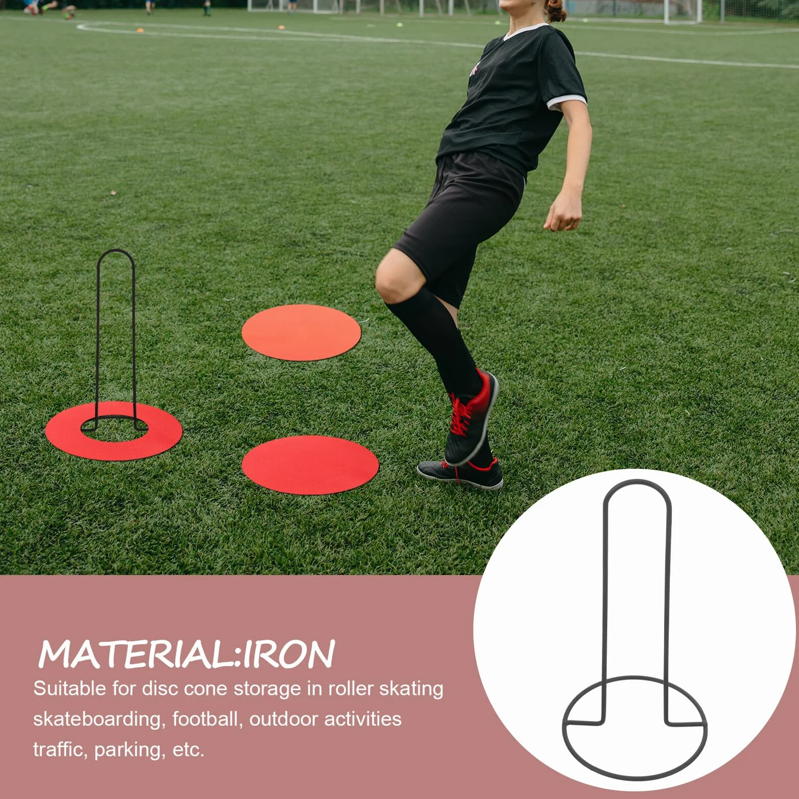 Support pour Cônes de Football en Fer Noir, Étagère Multifonction pour Disques et Bases