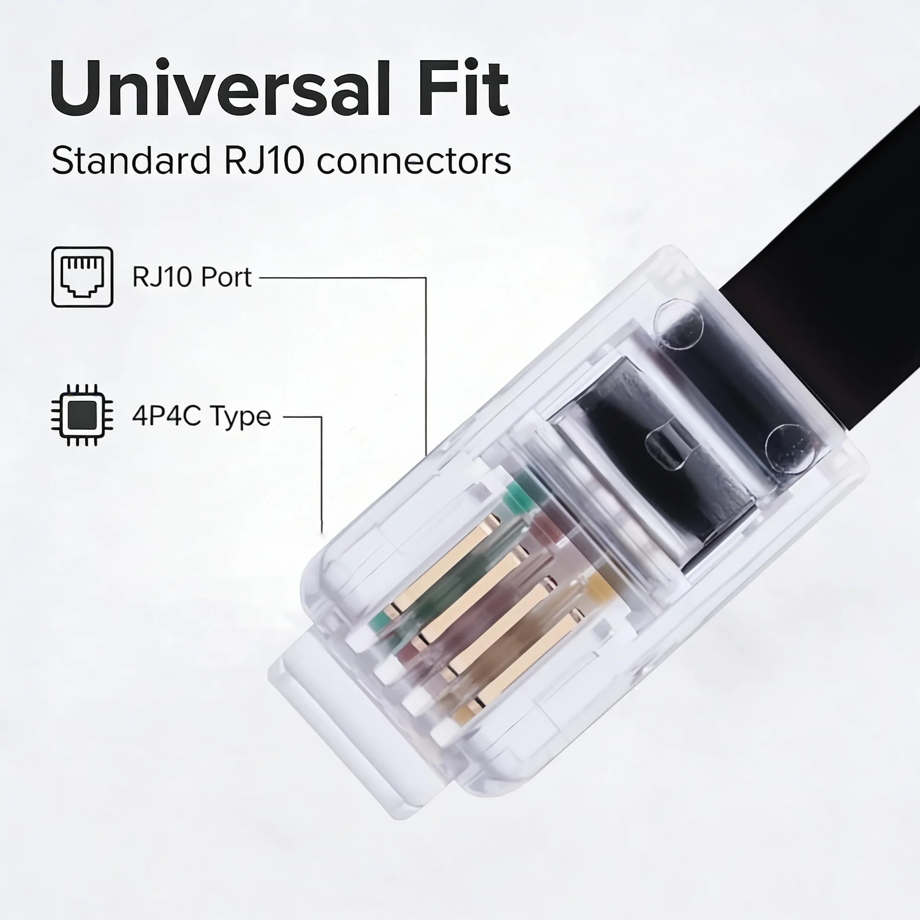 5M Câble téléphonique RJ10 incurvé à ressort en spirale pour combiné téléphonique 5m pour combiné Téléphonique Compatible avec AT&T, Cisco, NEC, ROLM, ITT, TI Téléphones Fixes (Noir)