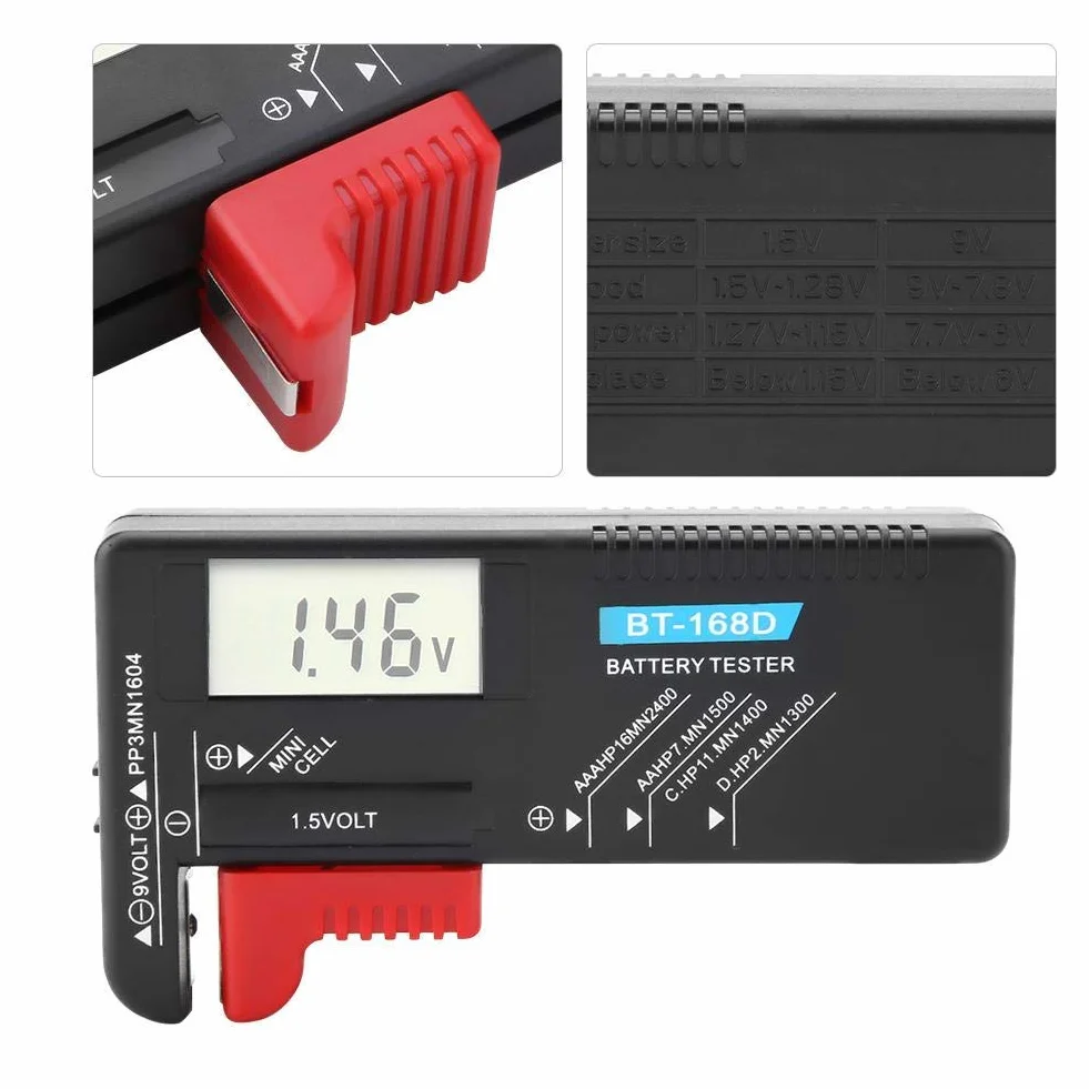 BT-168D Testeur de Batterie LCD Numérique pour Piles AA/AAA/C/D/9V et Piles Bouton