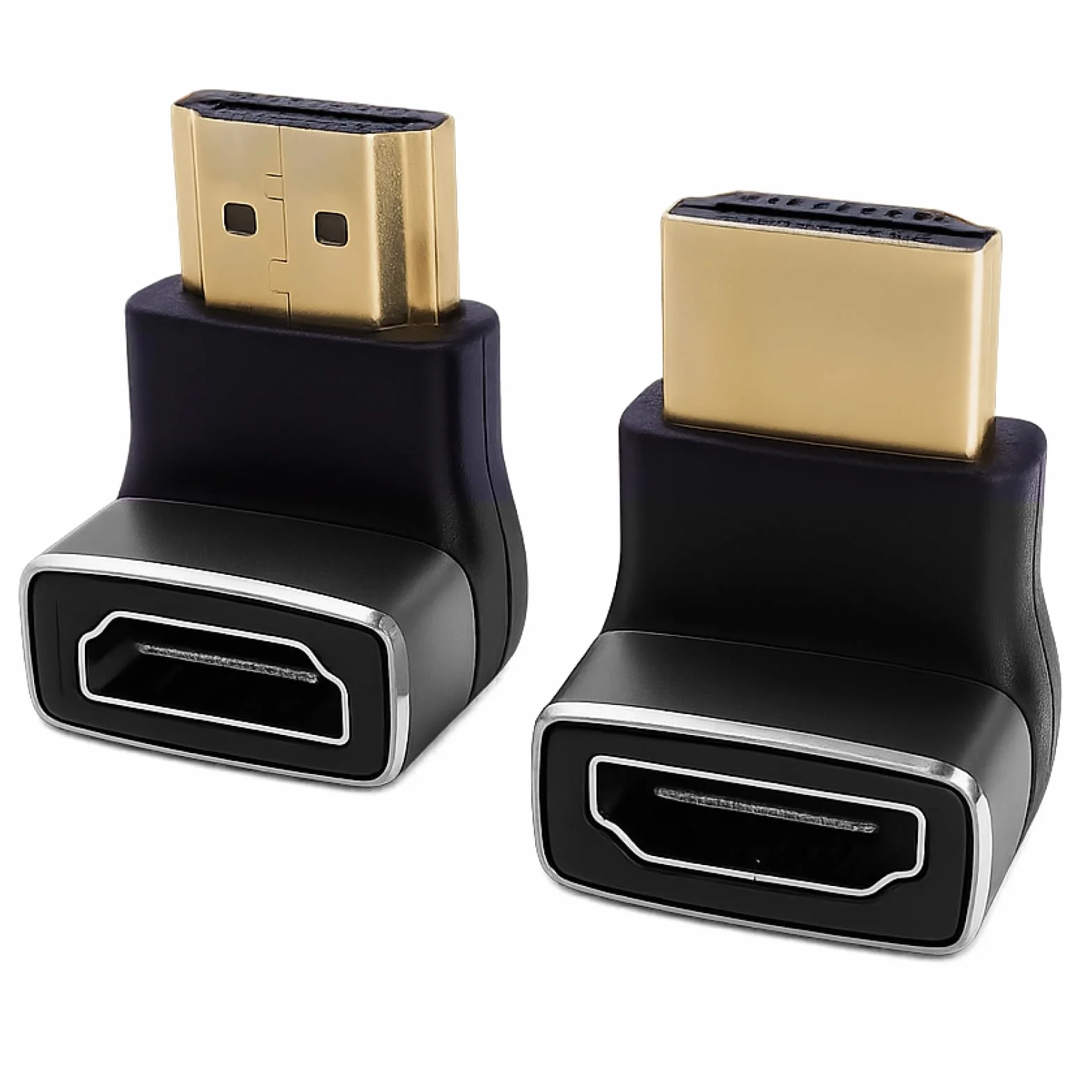 2 Pièces Adaptateur HDMI Coudé 8K, câble HDMI 2.1 et Rallonge HDMI Male Femelle, Coudé 90° et 270°, Connecteur Angle Droit Plaqué Or, Compatible TV, Moniteur, Laptop, Console, Prise HD MI Fiable
