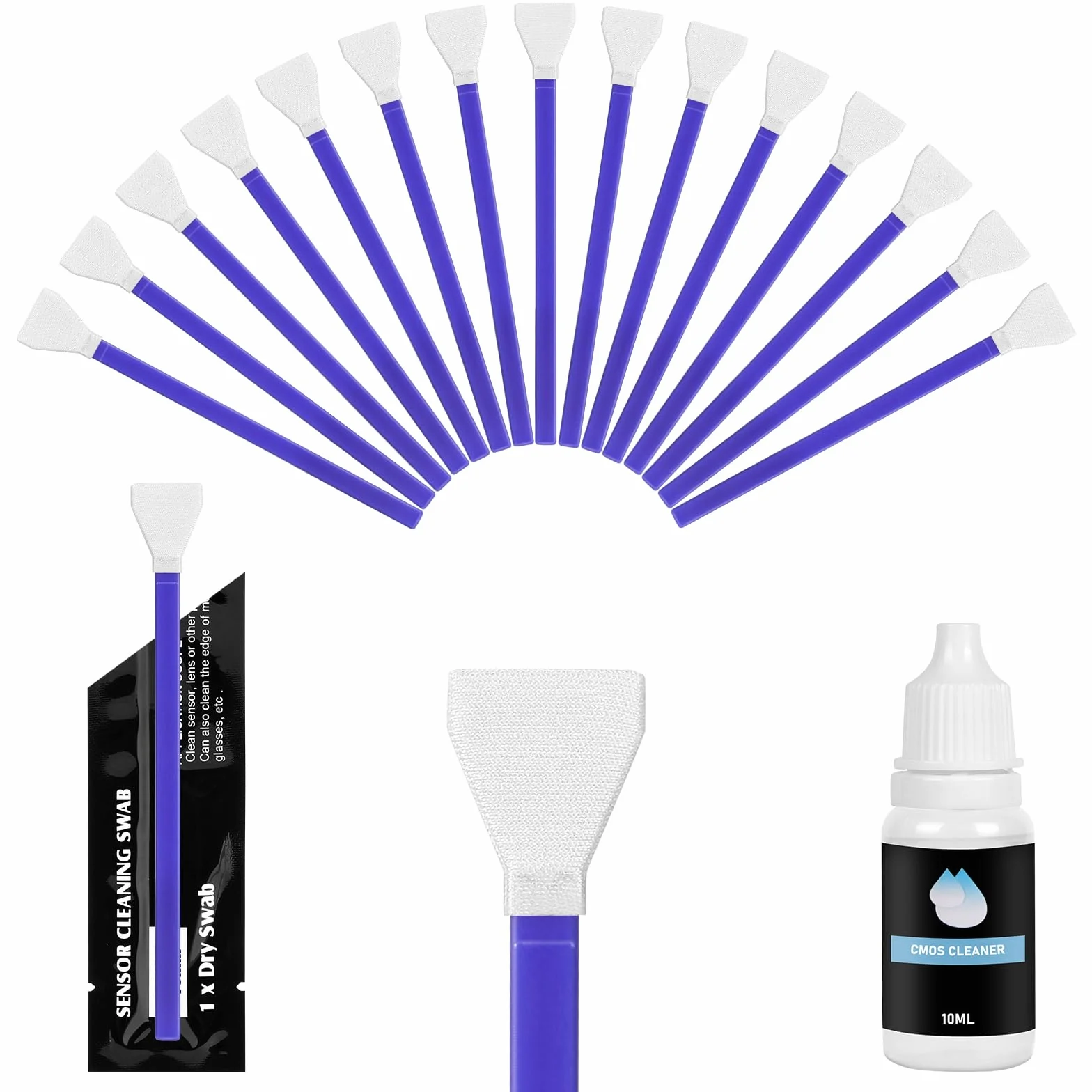 Écouvillon de Nettoyage de Capteur, 16mm Lot de 15 APS-C Écouvillons Nettoyage pour Capteur, pour Les appareils Photo numériques DSLR ou SLR pour Capteur de 10 ML