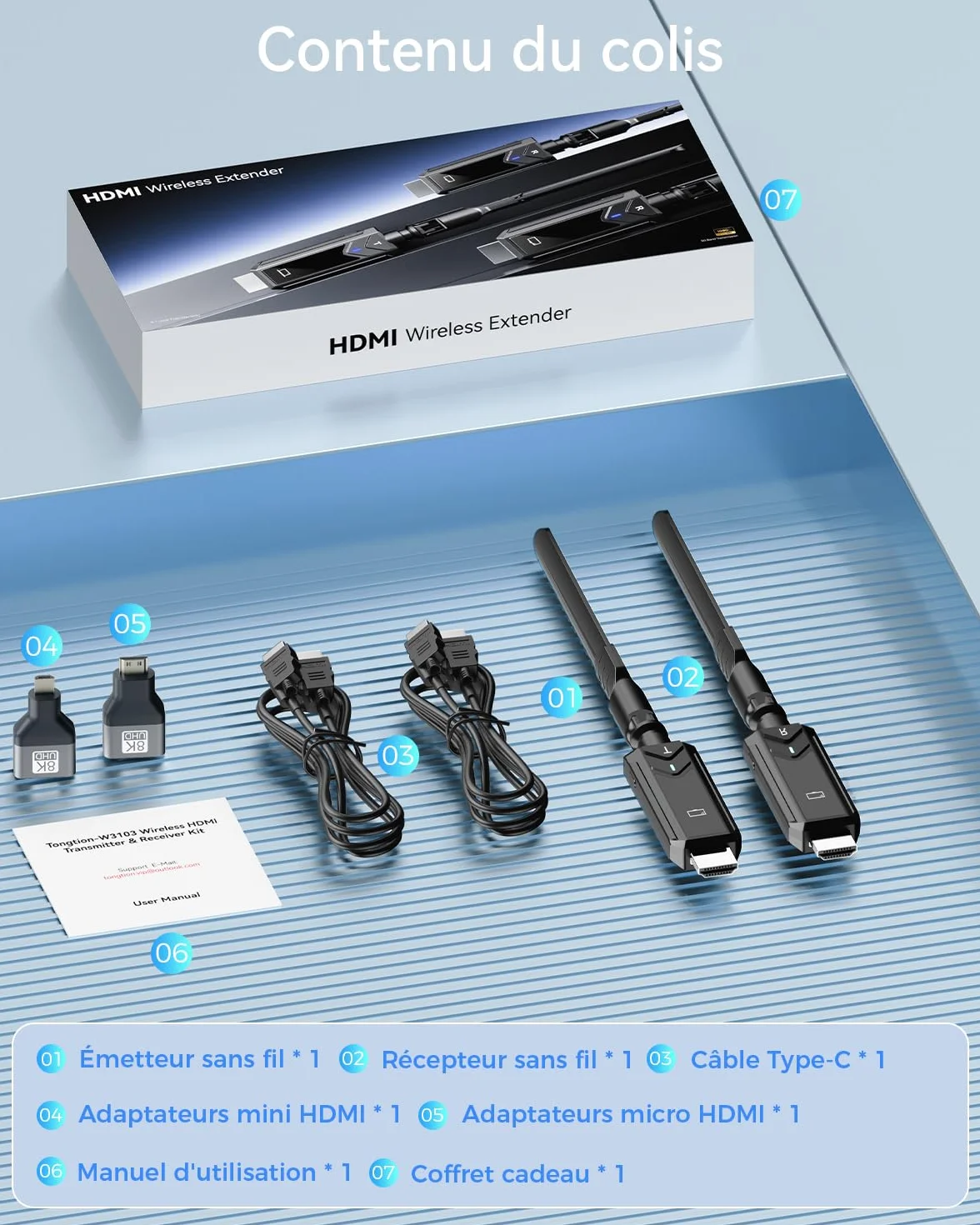Transmetteur HDMI sans Fil 1080P 400M Diffusion vidéo PC Caméra Box TV vers HDTV Moniteur Projecteur Plug & Play