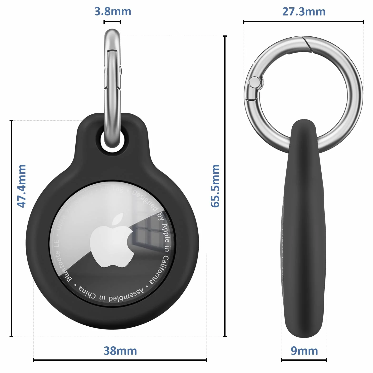 Wanme Airtag Porte Clé, Étuis pour Apple AirTag Coque, Protection Résistante à Scratch, Couvercle étanche, Maisons AirTag avec Couvercle Avant (Noir)