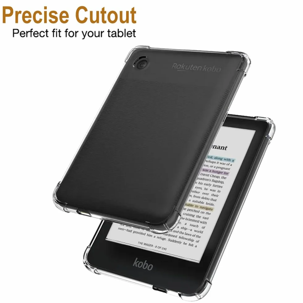 Coque pour Kobo Clara Colour/Clara BW + [2 Pièces] Verre Trempé, [Antichoc] Souple Silicone Transparente Protection Étui, Ultra Mince [Anti-Rayures] Housse Case Cover pour Kobo Clara Color