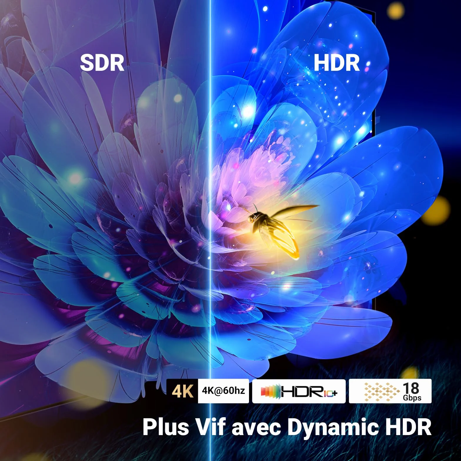 UGREEN Commutateur HDMI 4K 60Hz 2 Entrées 1 Sortie HDR CEC Dolby Atmos Compatible PC PS5 Xbox Noir