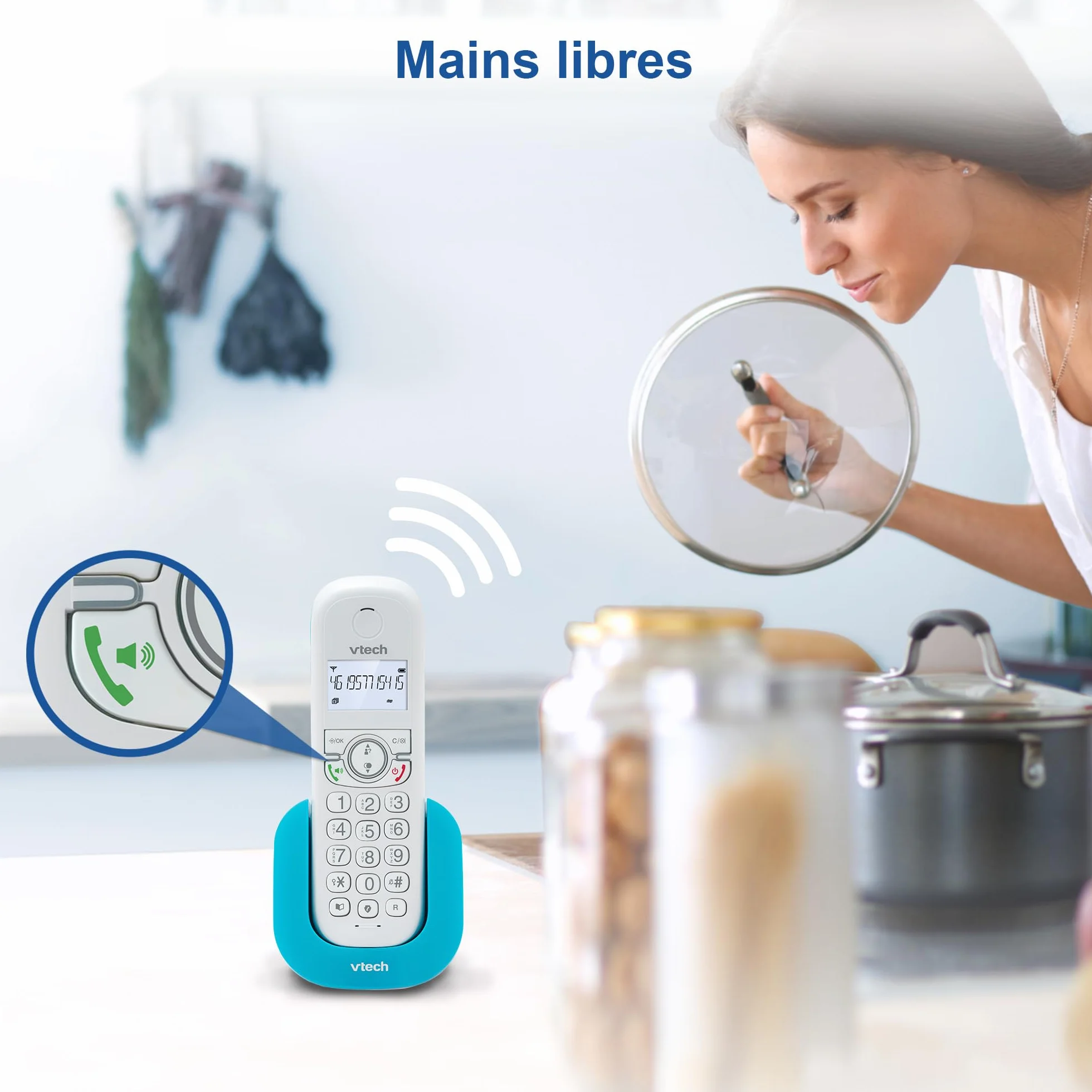 VTech CS1500 Téléphone sans Fil DECT Double Charge avec Blocage d'appel, Identification Appelant, Haut-Parleur Mains Libres
