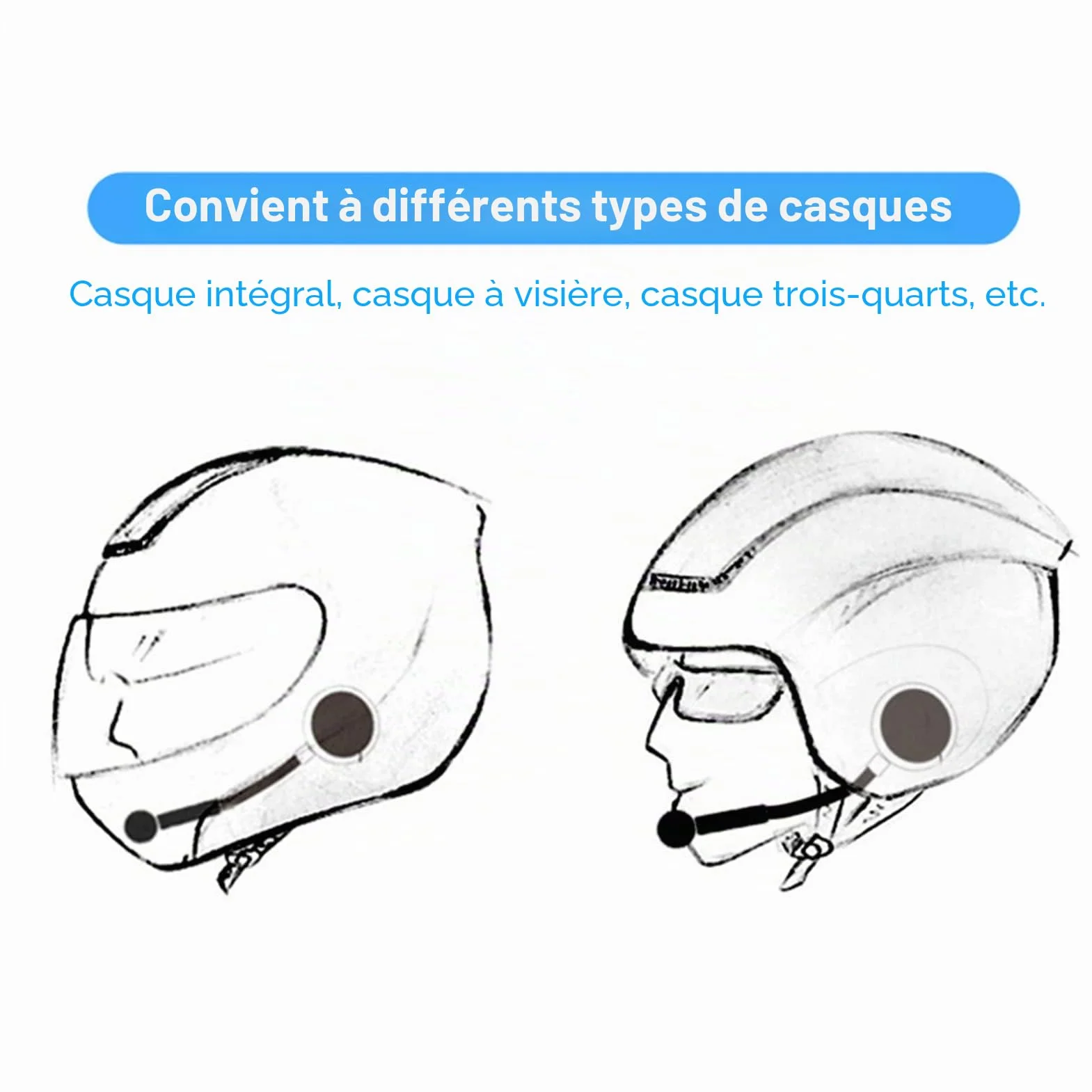 Intercom Moto, BT12 V5.0 + EDR/CSR Casque Bluetooth de Moto, Casques Bluetooth Haut-parleurs Soutien Appels Mains Libres