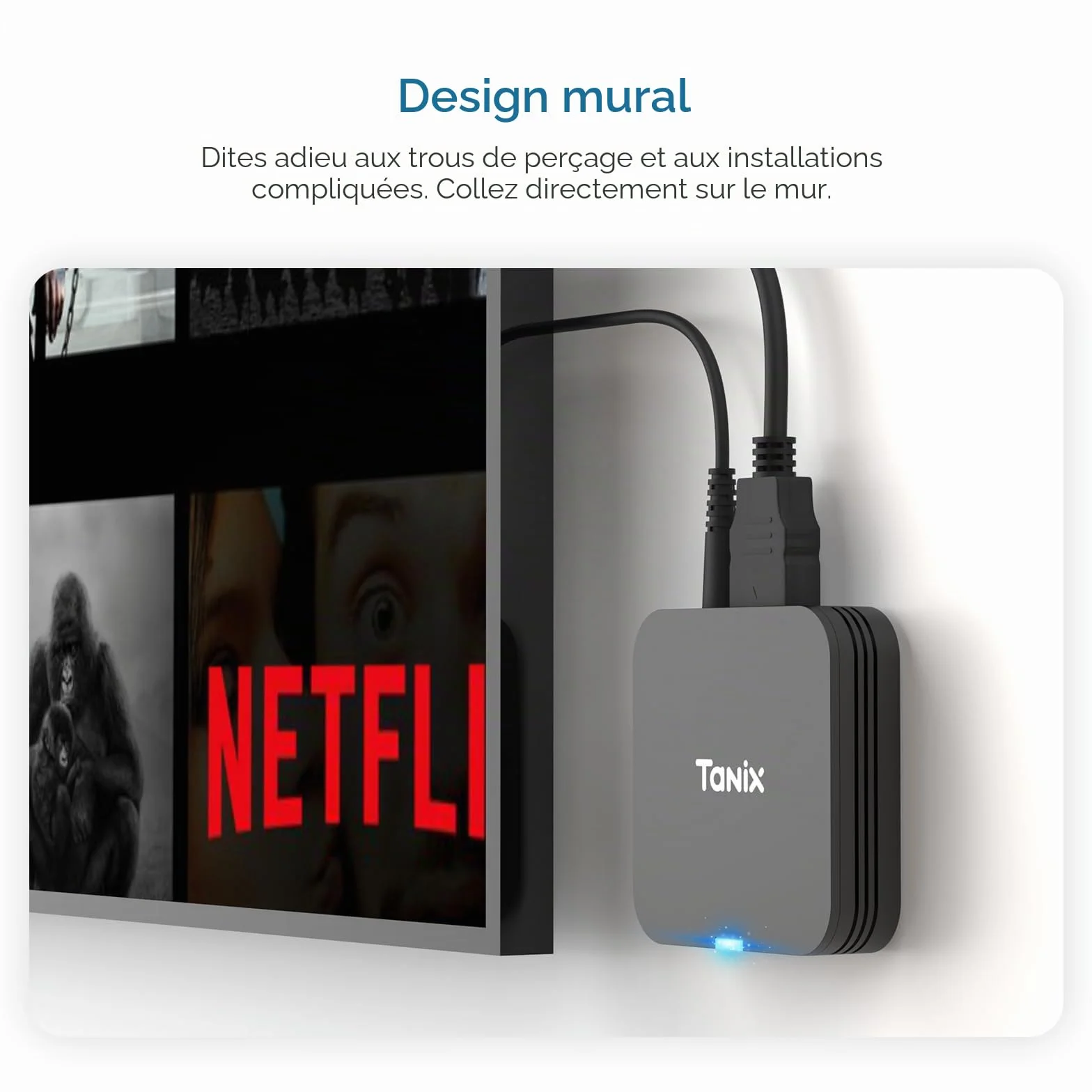 Android TV Box 10.0, Android Box 2 Go RAM 16 Go ROM, Allwinner H313 Quad-Core Arm Cortex A53, Support WiFi et USB 4K Smart Box TV