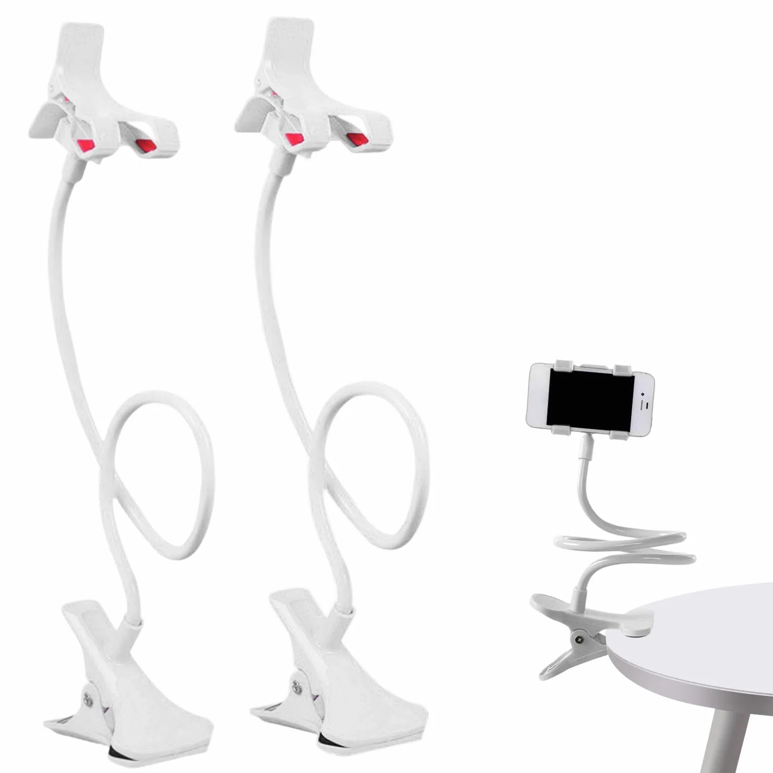 Lot De 2 Supports De Téléphone À Col De Cygne Pour Lit, Support De Téléphone Portable De Type Clip Pour Bureau, Support De Téléphone Portable, Bras Flexible, Pince De Chevet Pour Tête De Lit, Pince