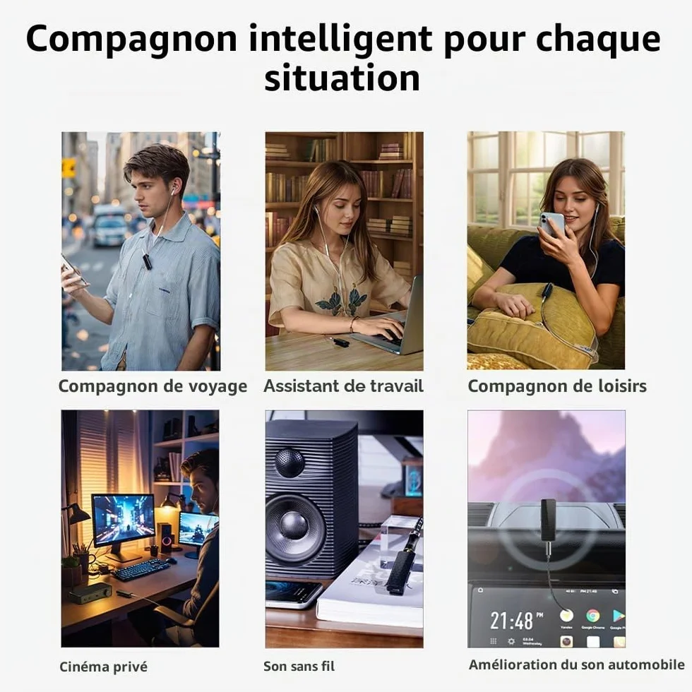 FiiO BTR11 Récepteur Bluetooth 5.3 LDAC 3,5 mm Adaptateur d'amplificateur pour casque audio sans fil avec microphone intégré (Noir)